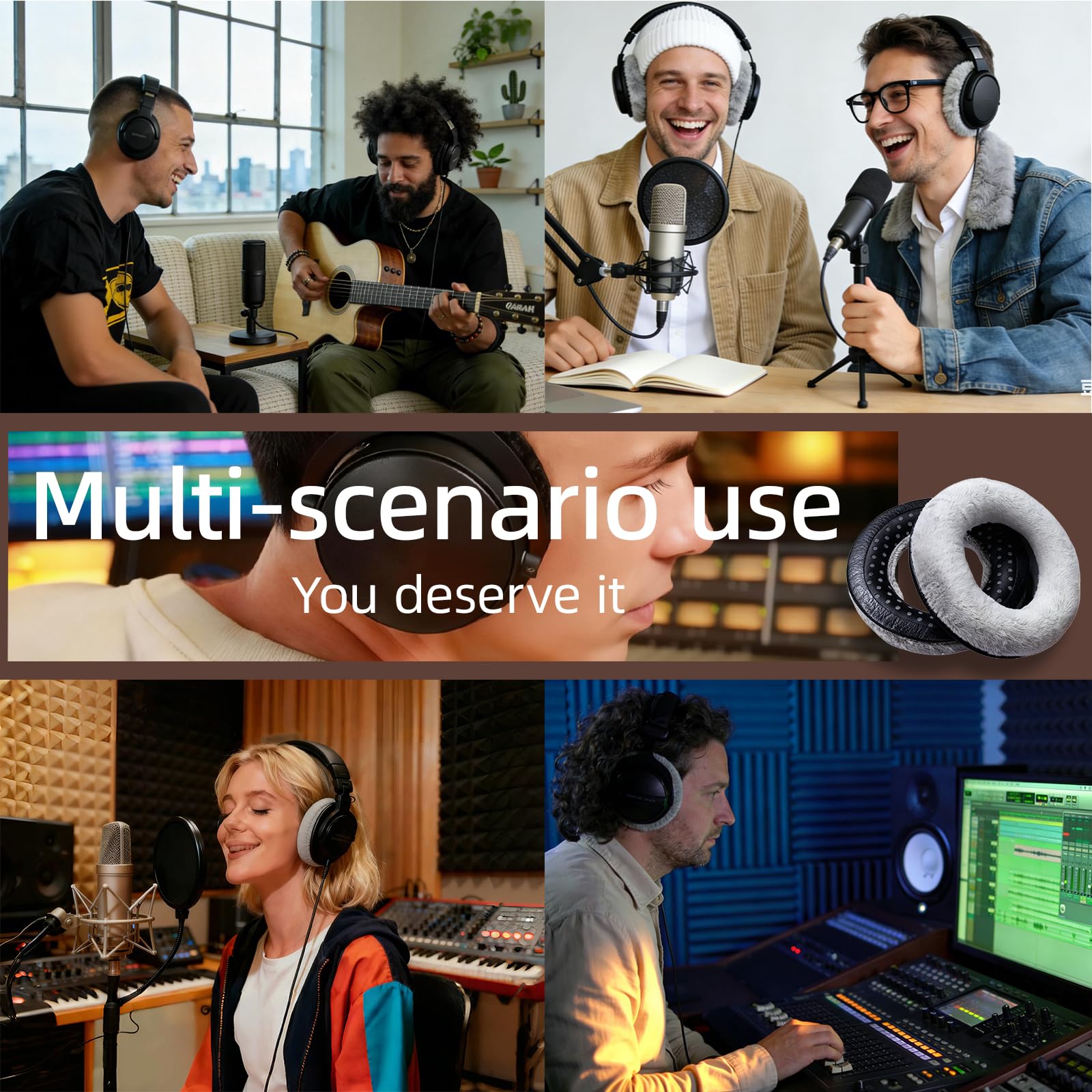 Poduszki nauszne DT770 – zamienniki do słuchawek Beyerdynamic DT 770/Pro, DT 880/Pro, DT 990/Pro, piankowe wkładki do zestawów słuchawkowych, Wymienne nauszniki, z plastikowym narzędziem do demontażu