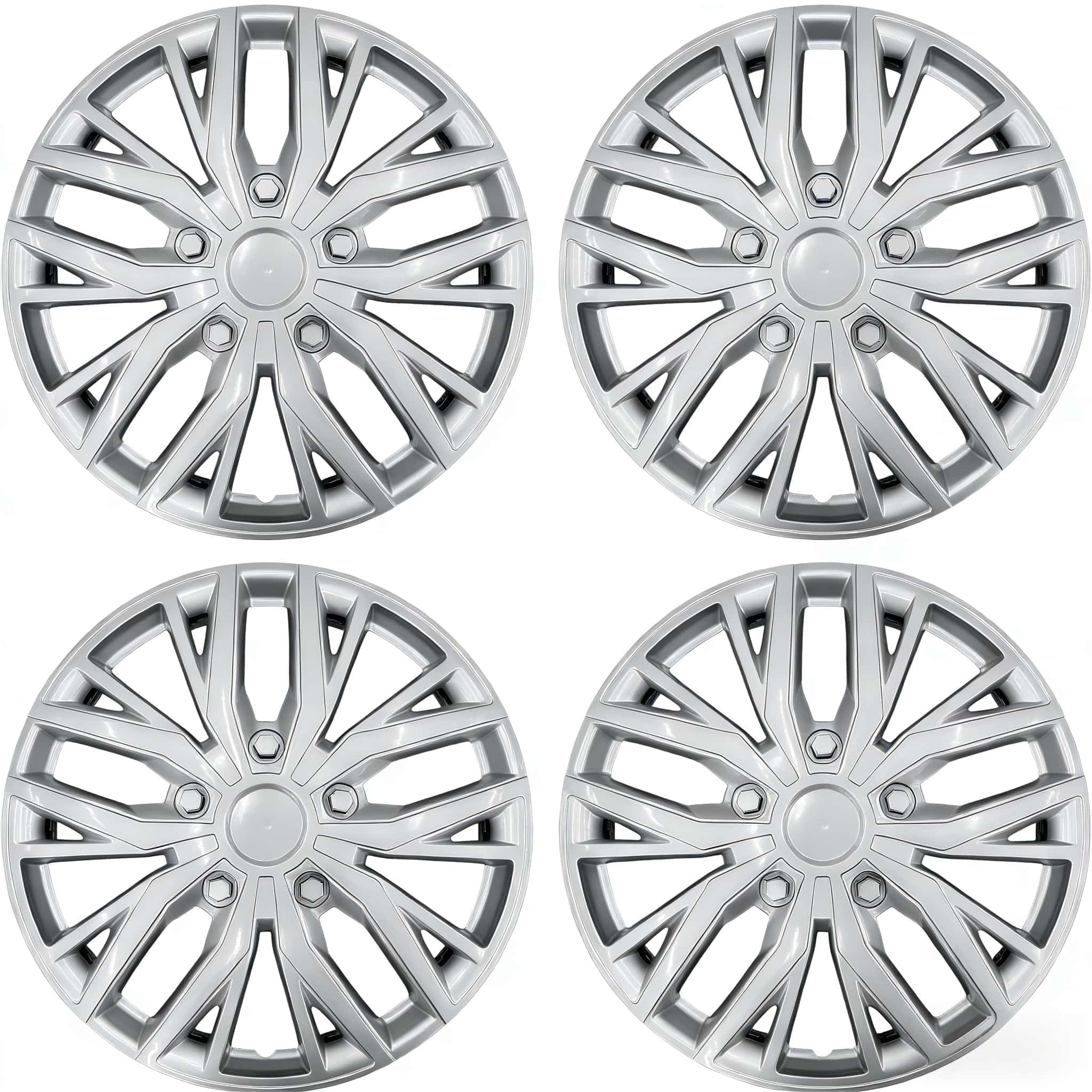 Photo 1 of 15 Inch Hubcaps with Adjustable Steel Retention Rings, Premium ABS Universal Fit, Set of 4 Wheel Covers (Silver)