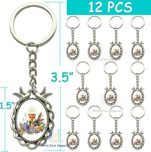 Miniatura 2 de Llavero Primera Comunión (12 PCS) Útil Comunión Recuerdos de Primera Comunión, plateado