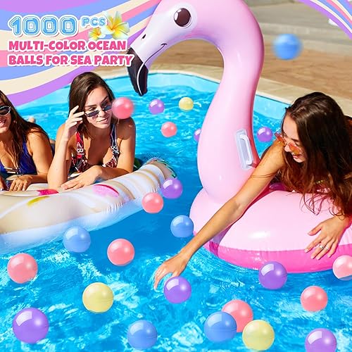 Miniatura 7 de Meooeck Pelota colorida de 2.2 pulgadas de plástico suave a prueba de aplastamiento para exteriores, juguetes para piscina, casa, patio, accesorios