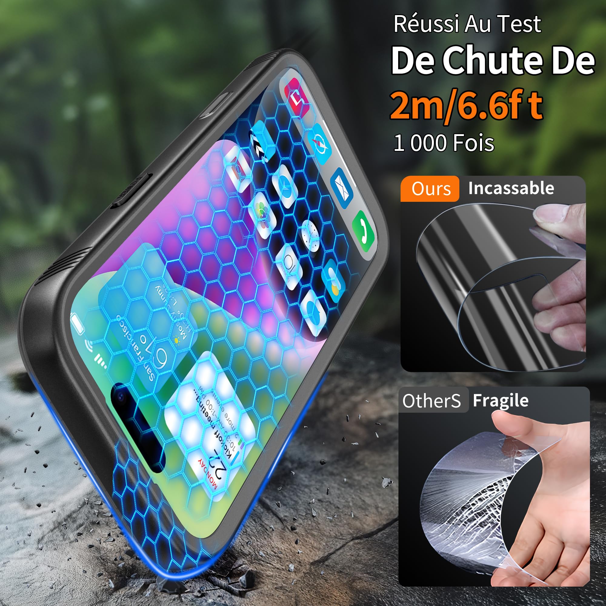 Cozycase Support Téléphone Velo Moto pour iPhone 17 Pro Etanche IP68 Antichoc - Metal Suport Vélo Route VTT Scooter Trotinette Guidon Bicyclette Sportive avec Écran Tactile Pluie Bike Holder