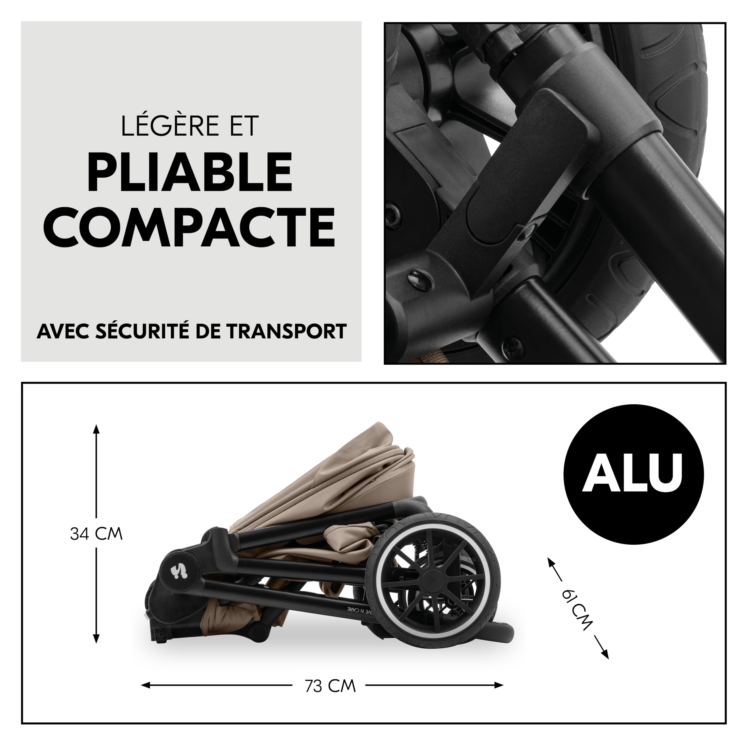 hauck Poussette 2 en 1 Move N Care avec Nacelle Bébé, dès la Naissance jusqu'à 22 kg, Siège Réversible, Inclinable, Roues Caoutchouc, Suspension, Protection UV 50+, Pliable, Marron Clair Moka