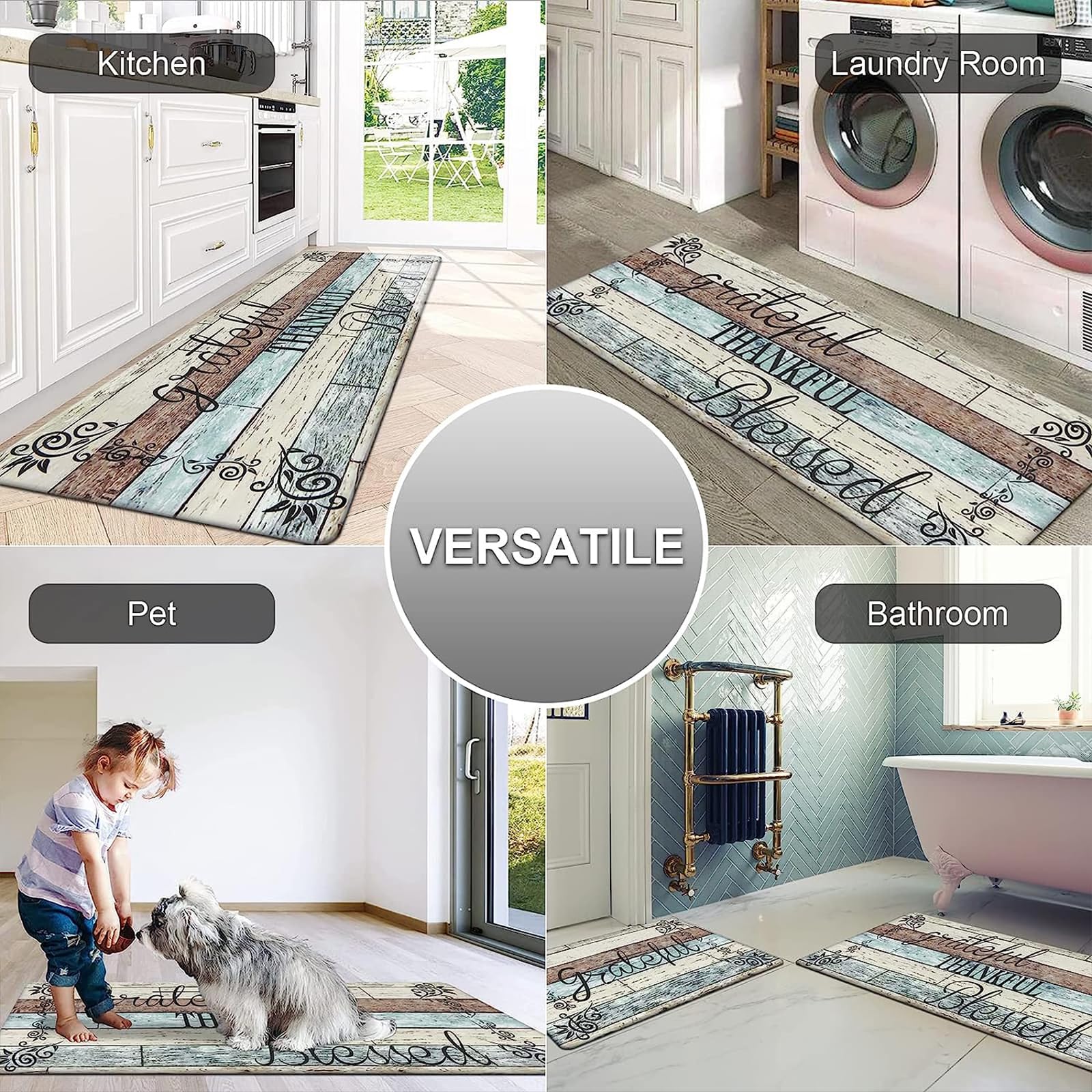 Enyhom Keukenmatten antislip waterdicht, 2-delige wasbare gangloperset, gewatteerde comfortabele keukenstaande matten, PVC-schuim anti-vermoeidheid vloermattensets voor entree slaapkamer woonkamer Enyhom Keukenmatten antislip waterdicht, 2-delige wasbare gangloperset, gewatteerde comfortabele keukenstaande matten, PVC-schuim anti-vermoeidheid vloermattensets voor entree slaapkamer woonkamer
