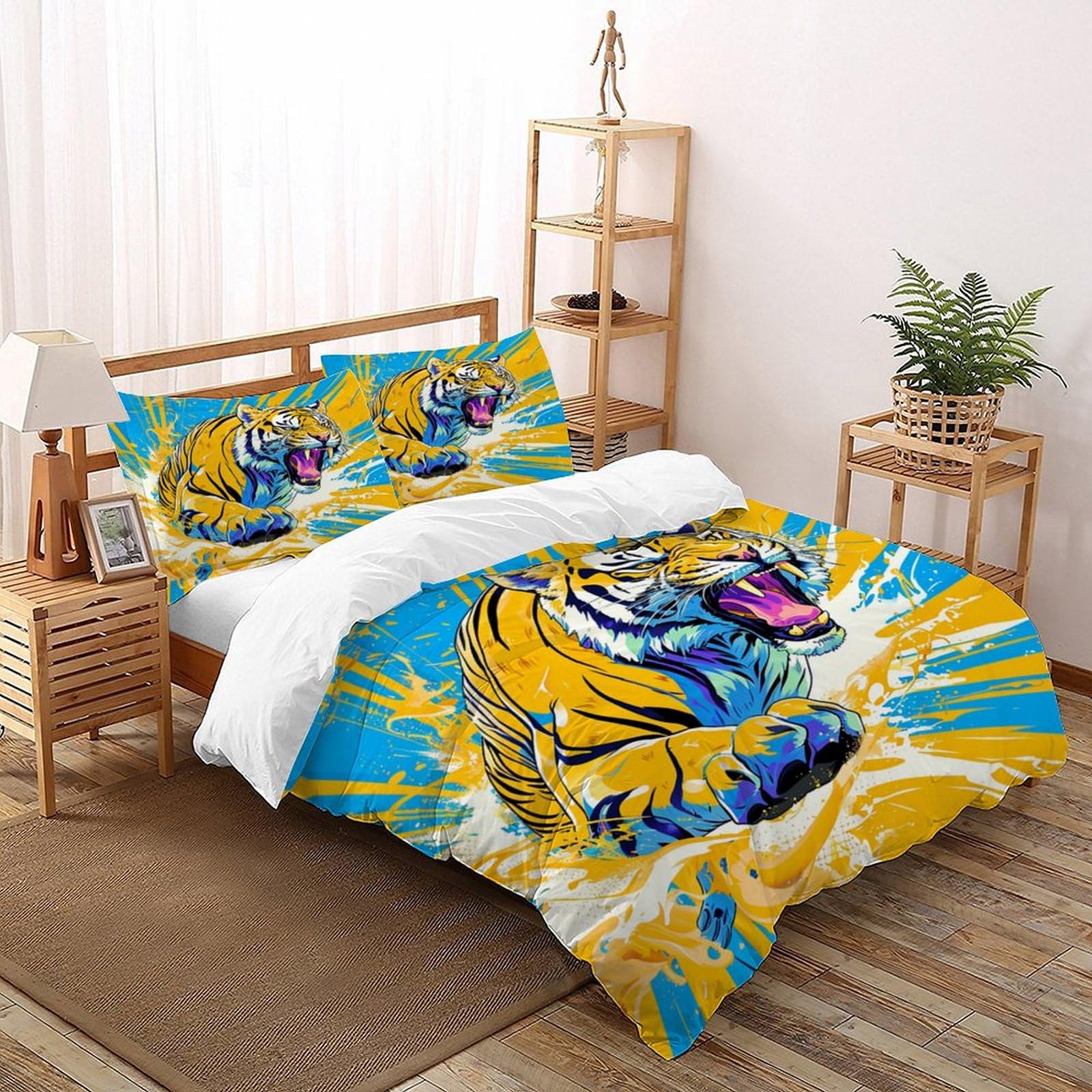 Tigre housse de couette animaux sauvages parure de lit adulte 260x220