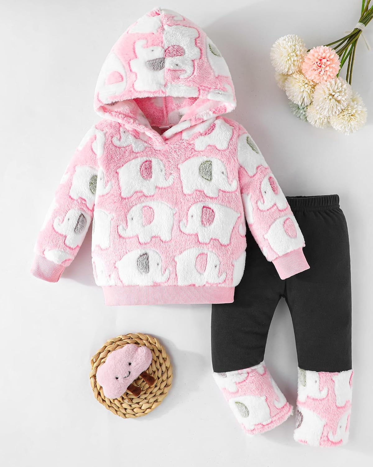 Jecson Toddler Baby Girl Clothes: Soft Fleece & Thermal Outfits Set Animal Pattern Hoodie & Pants Cute Winter Home Out 6M-4Y - Image 8
