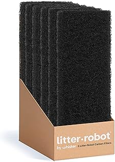 Litter-Robot Carbon Filters by Whisker, 6-Pack - Litter Box Filter, Custom Fit for Litter-Robot, Absorbs Odors & Controls Moisture