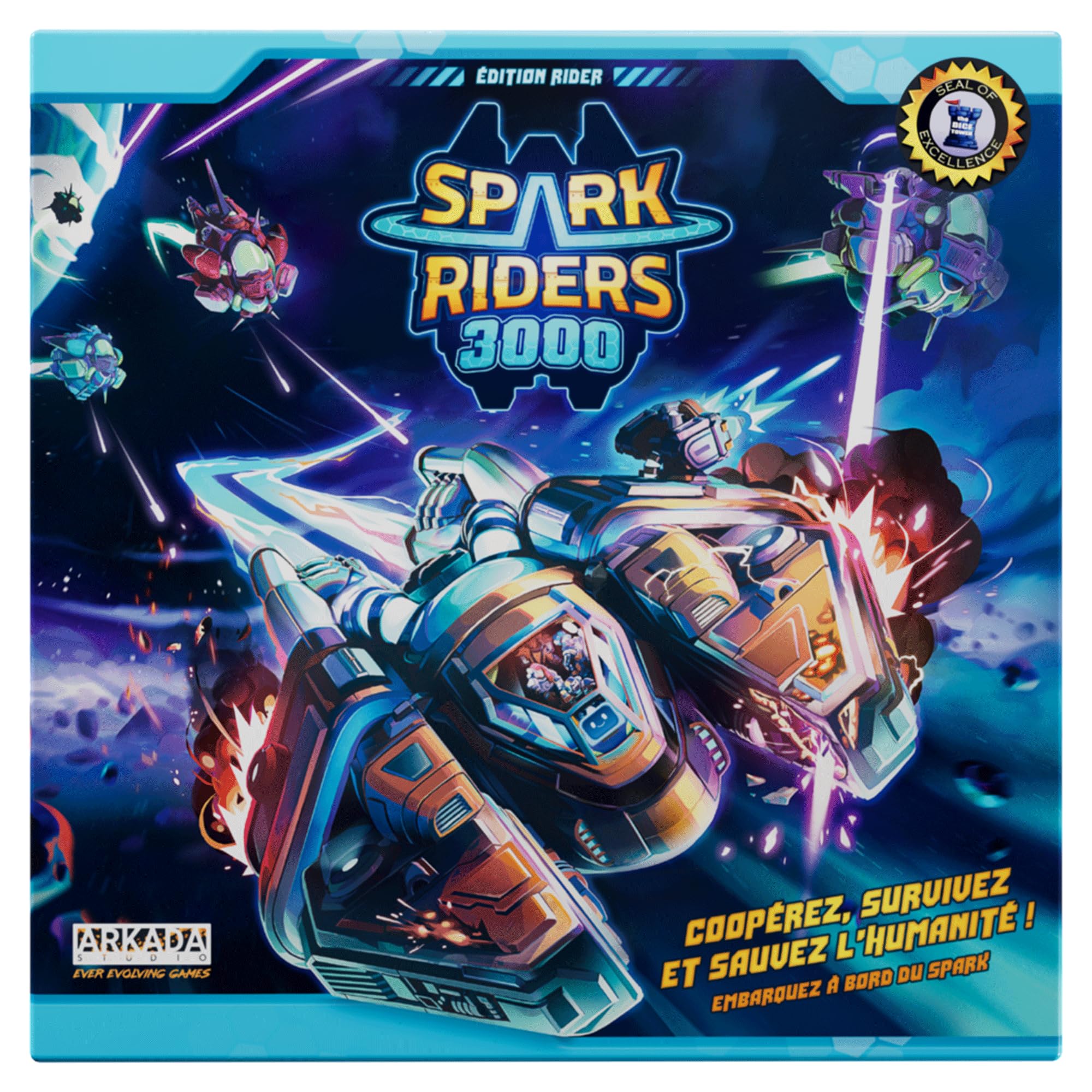 Spark Riders 3000 - Edition rider - Survival galactique coopératif | Explorez, Réparez votre vaisseau, combattez les aliens avec votre IA de bord | 1-4 joueurs | 10 ans +, 60 min | En solo ou équipe !