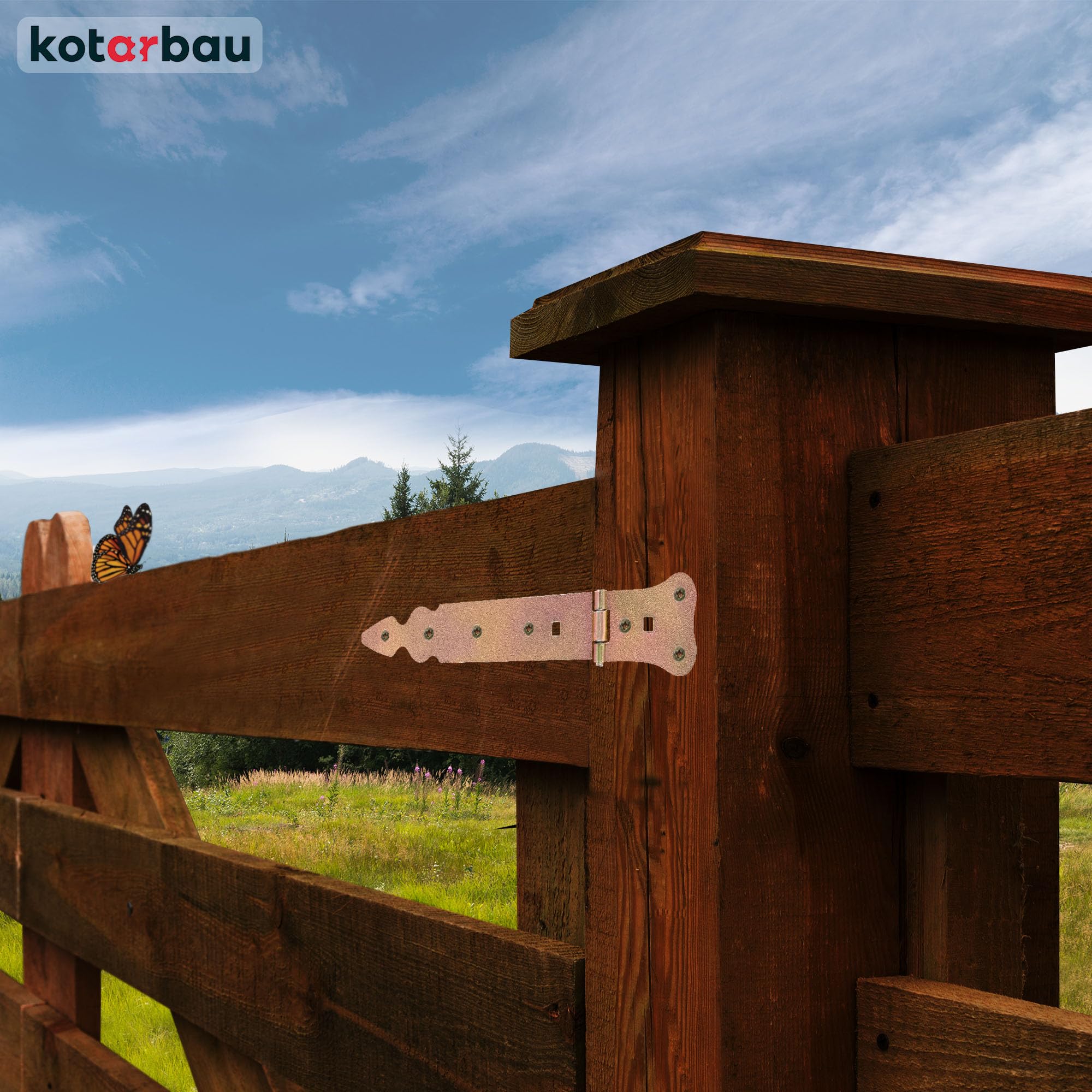 KOTARBAU® Set di 2 Nastri per Ricarica, 250 mm, Cerniera per Porta con Gancio a Croce, Dorata, Zincata, Antiruggine, Robusta
