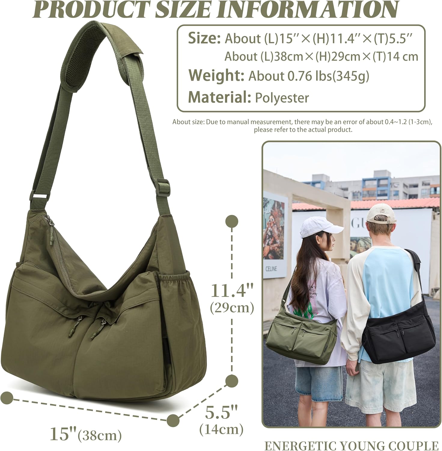 FSD.WG Crossbody Messenger Bag for men Shoulder Bag Large Capacity Laptop Bag Casual Bag