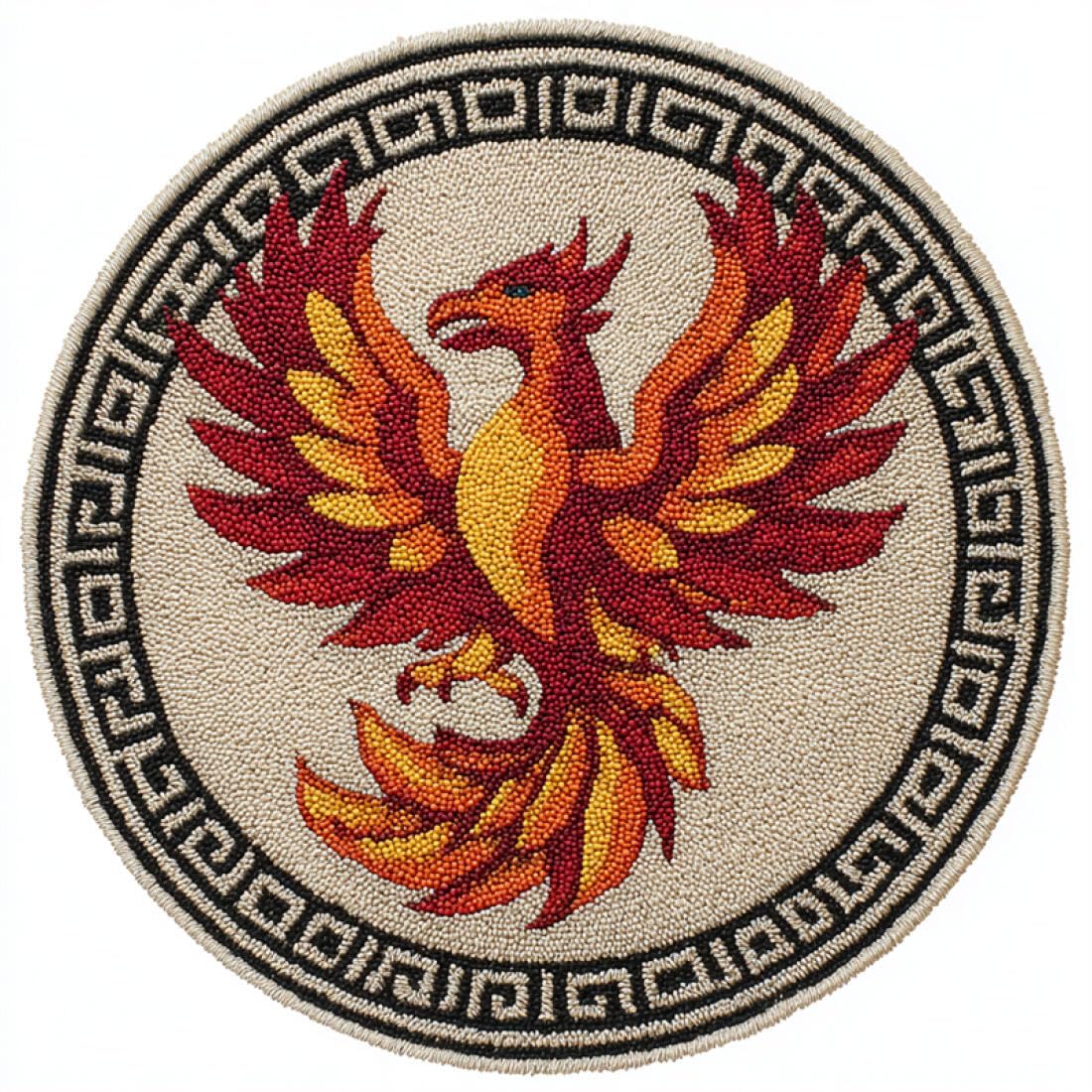 Rqwybcaxn S Diy Latch Hook Rug Kit For Beginner Animal Crochet Tarter Kit Anime Phoenix 60X60cm Round Tapestry With Crochet Hook Bedroom Craft Gift
