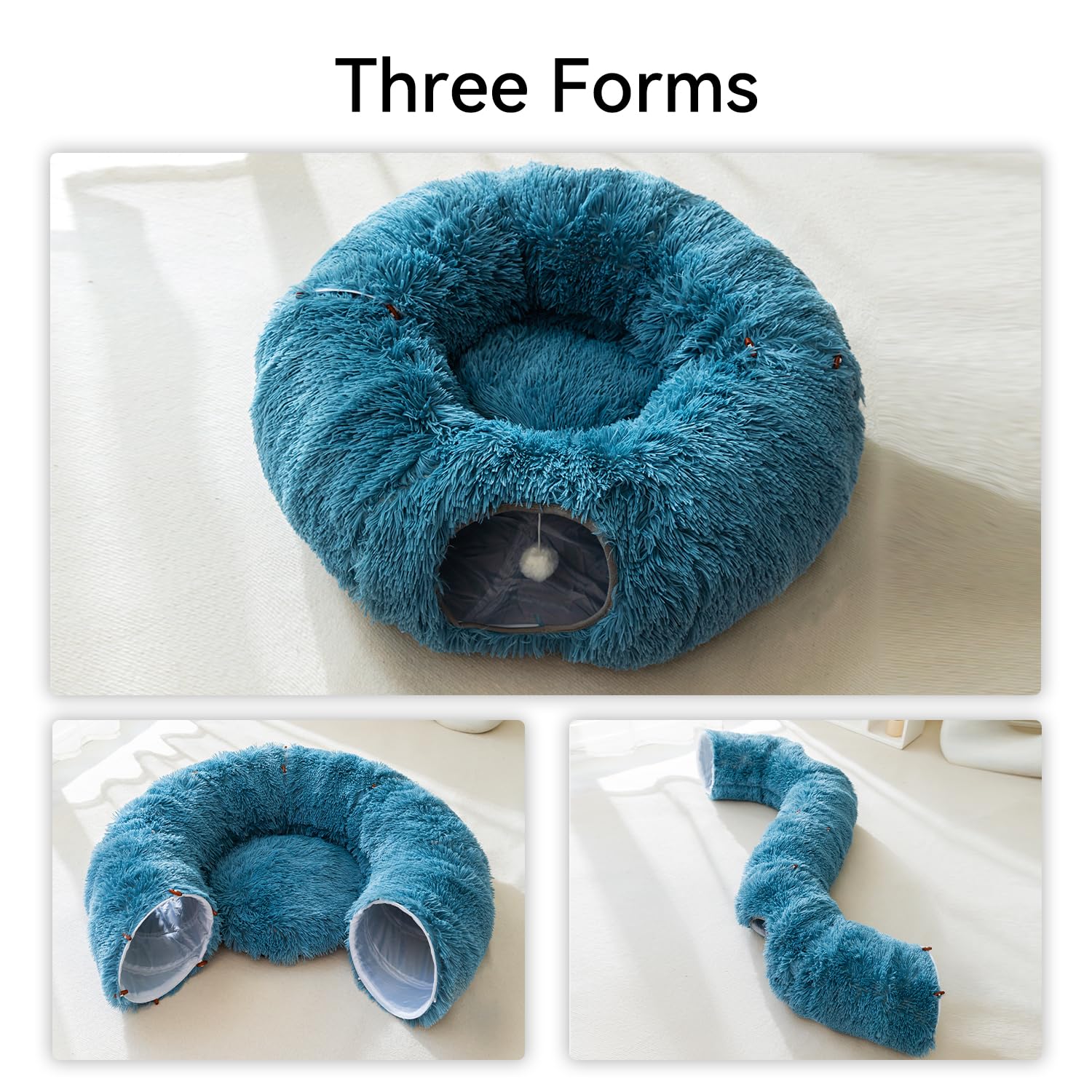 نفق مع سرير شتوي من المخمل للقطط اصدار عام 2022، العاب قطط متعددة الوظائف لداخل المنزل، مناسبة للقطط الصغيرة والمتوسطة والكبيرة من هيبيبت