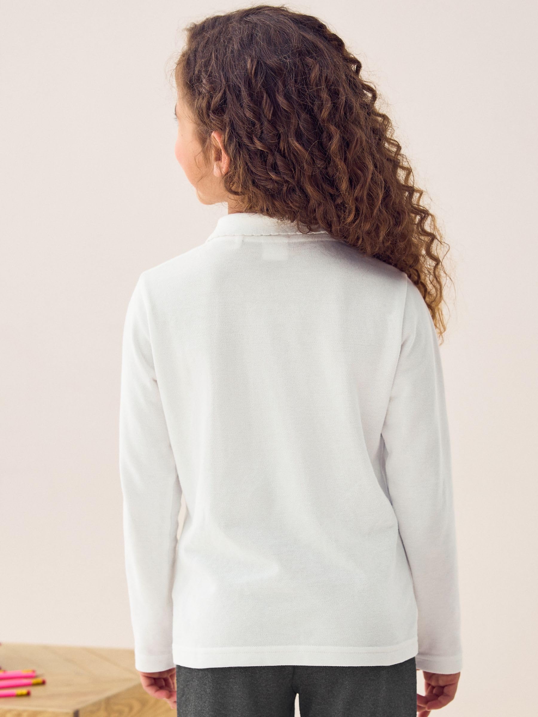 NEXT Fille Polo pour l’école à Manches Longues 100% Coton, Lot de 2