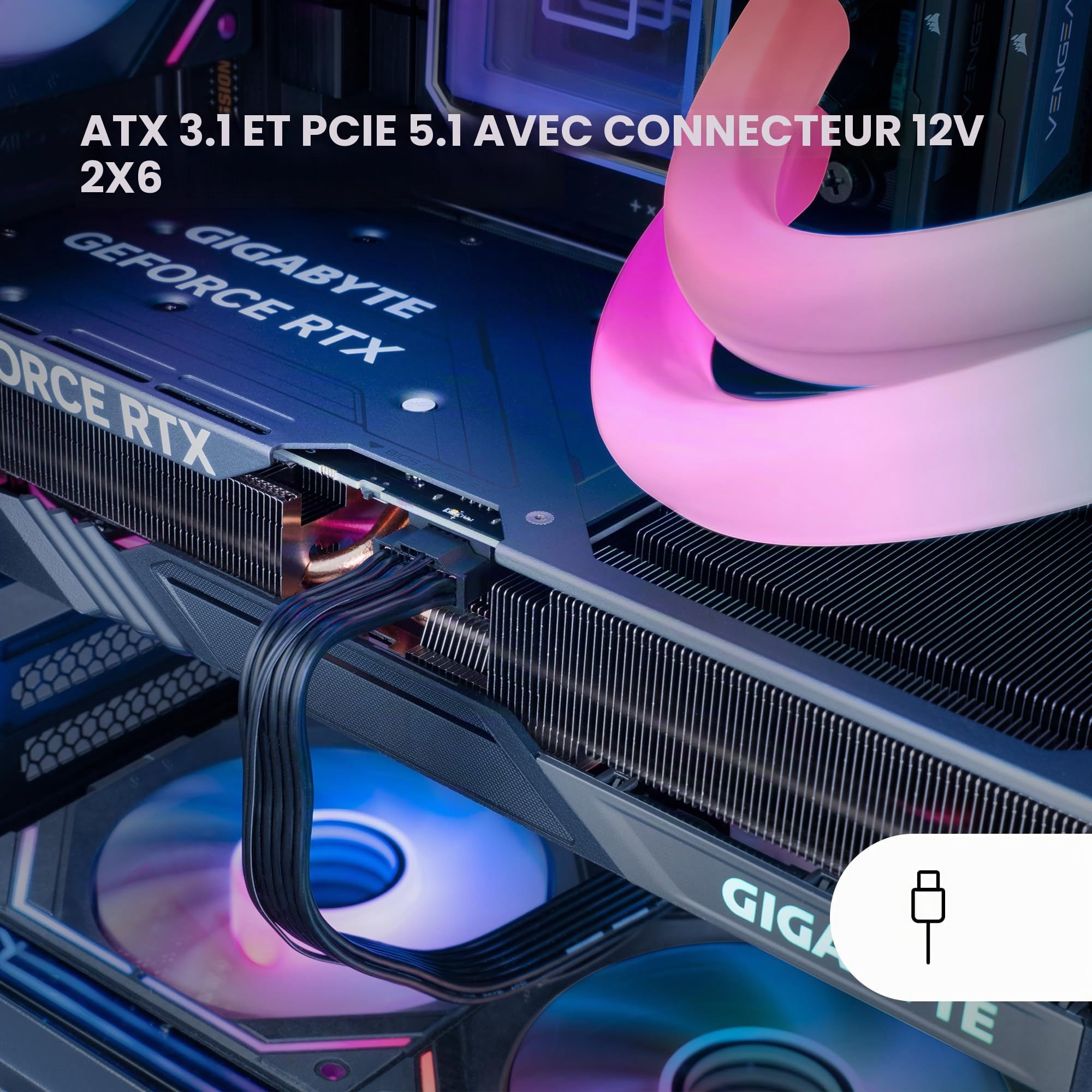 Mars Gaming MPB1000P, Alimentation Modulaire ATX 3.1 1000W, Garantie de 10 Ans, 80Plus Gold, Ventilateur 140mm AI-RPM, Condensateurs Japonais, Support PCIe 5.1 et APFC, Technologie DC-DC et SMD, Noir