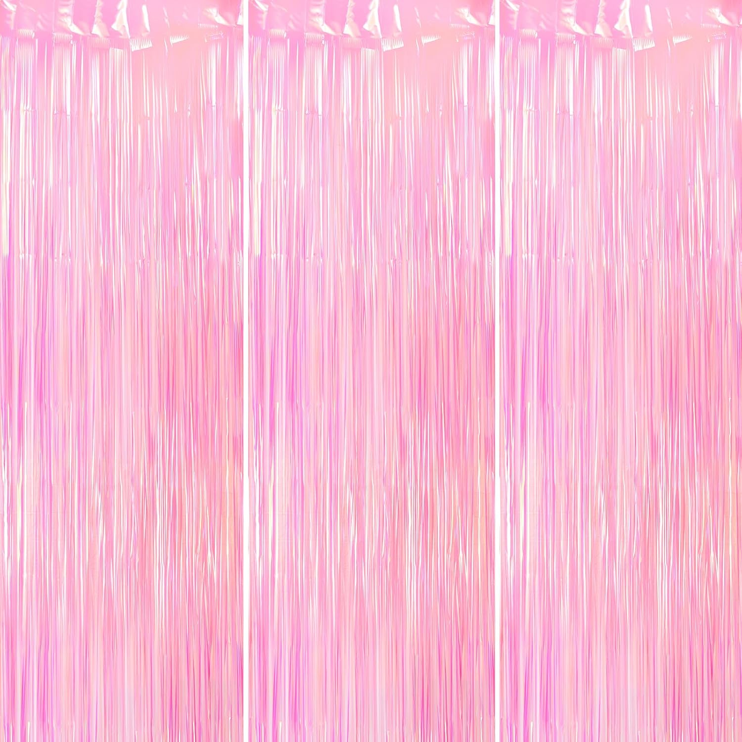 Merear 3 Pack Pink Foil Fringe Curtains, 8.2 * 3.3 FT Tinsel Streamers, Multi-purpose Party Decor for Birthdays, Graduations, Weddings