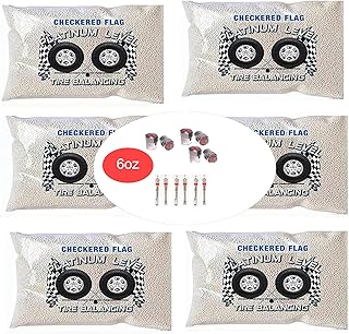 Checkered Flag Tire Balancing Beads - Internal Tire Balance Balls 6-Pack of 6oz Bags - TPMS-Safe Wheel Balance for Motorcycle, Semi Truck, Offroad, Trailer Tires - 2mm Ceramic Compound
