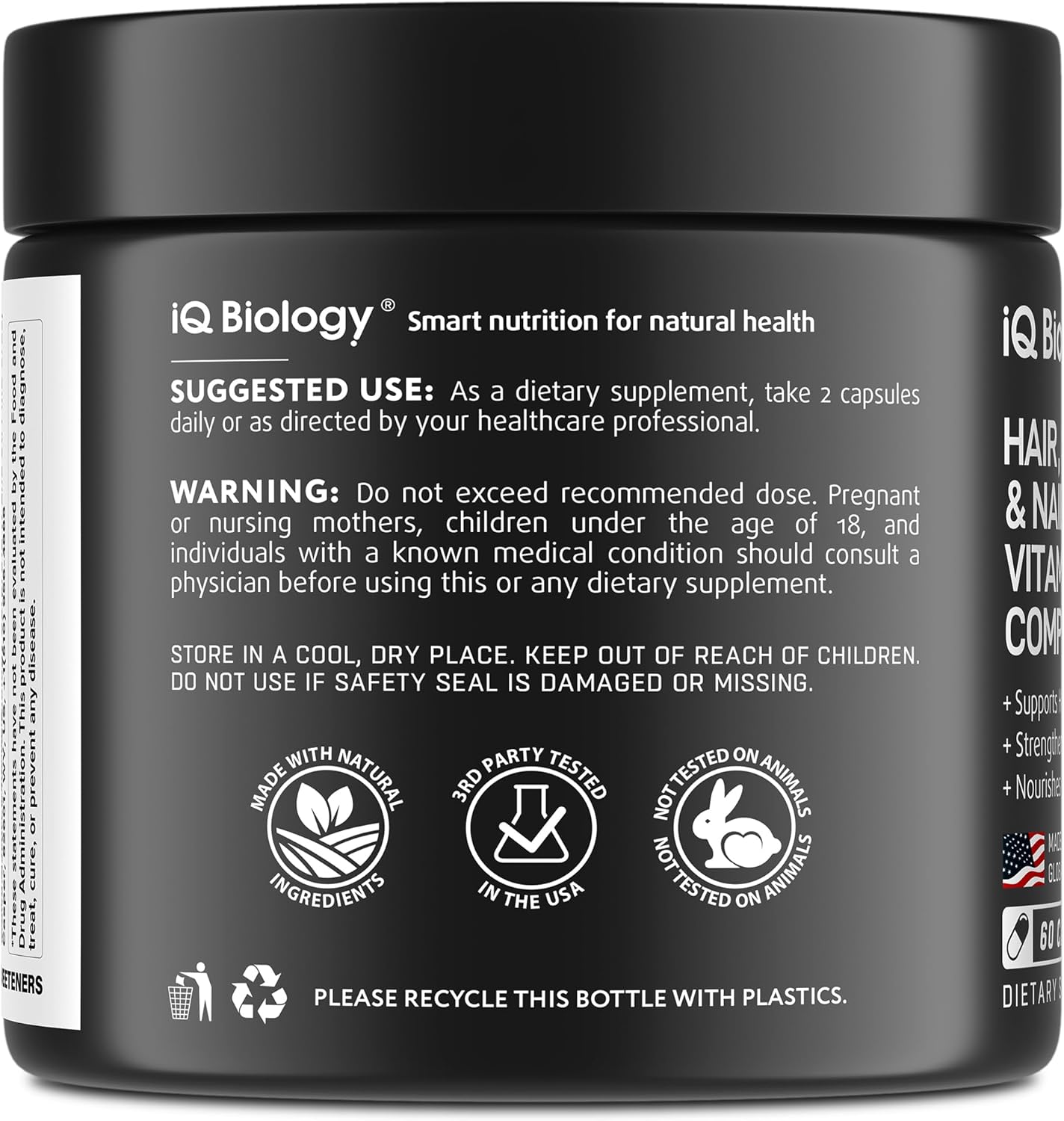 Biotin for Hair Growth Women & Men with Keratin, Collagen Complex 30000 mcg - Capsules for Hair Loss & Stronger Thickness - Skin & Nails Vitamins, Biotin 10000mcg and Collagen Supplements - 60 Pills - Image 9