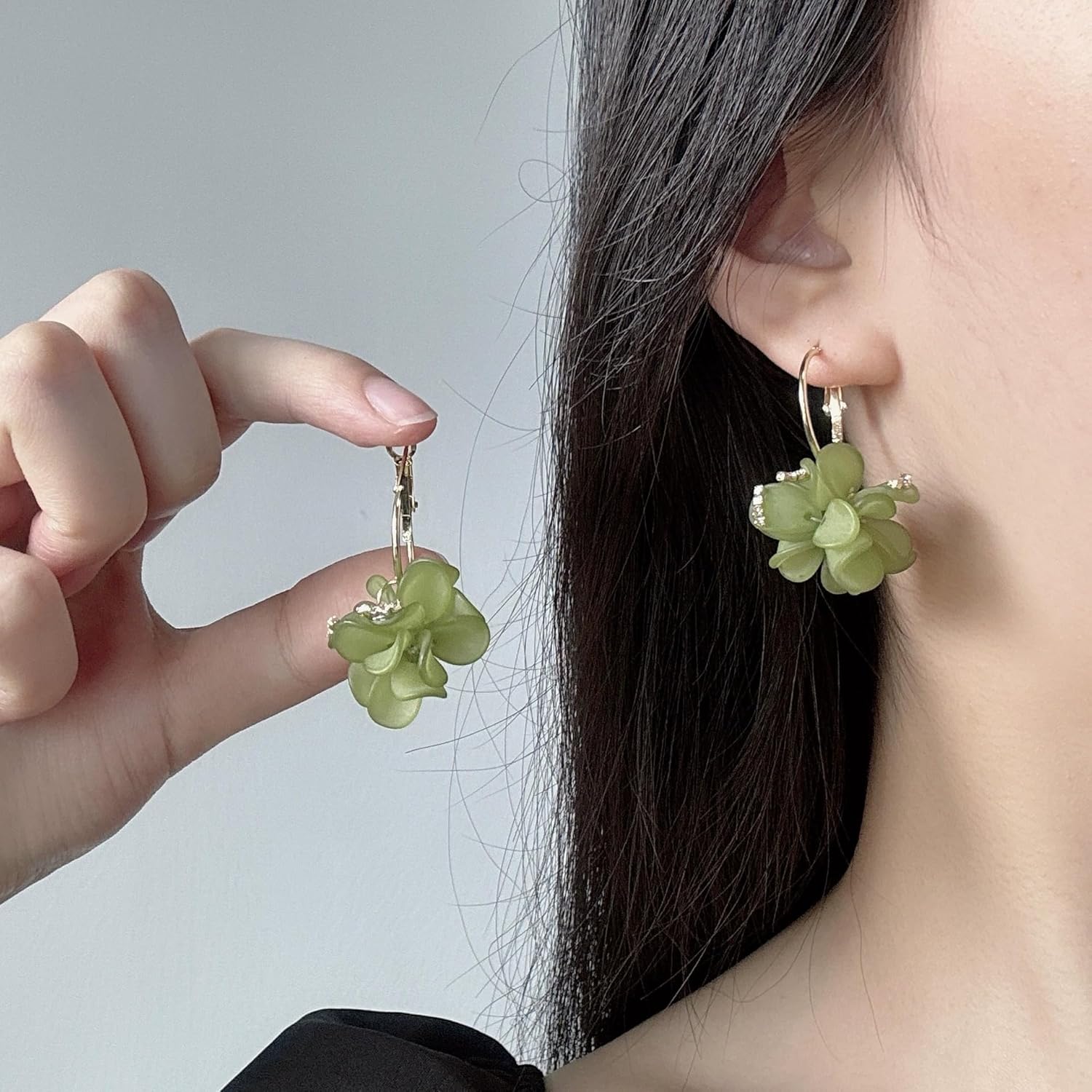 Rhinestone Flower Cluster Earrings for Women Sparkling Crystal Floral Drop Dangle Earrings Statement Jewelry - Image 3