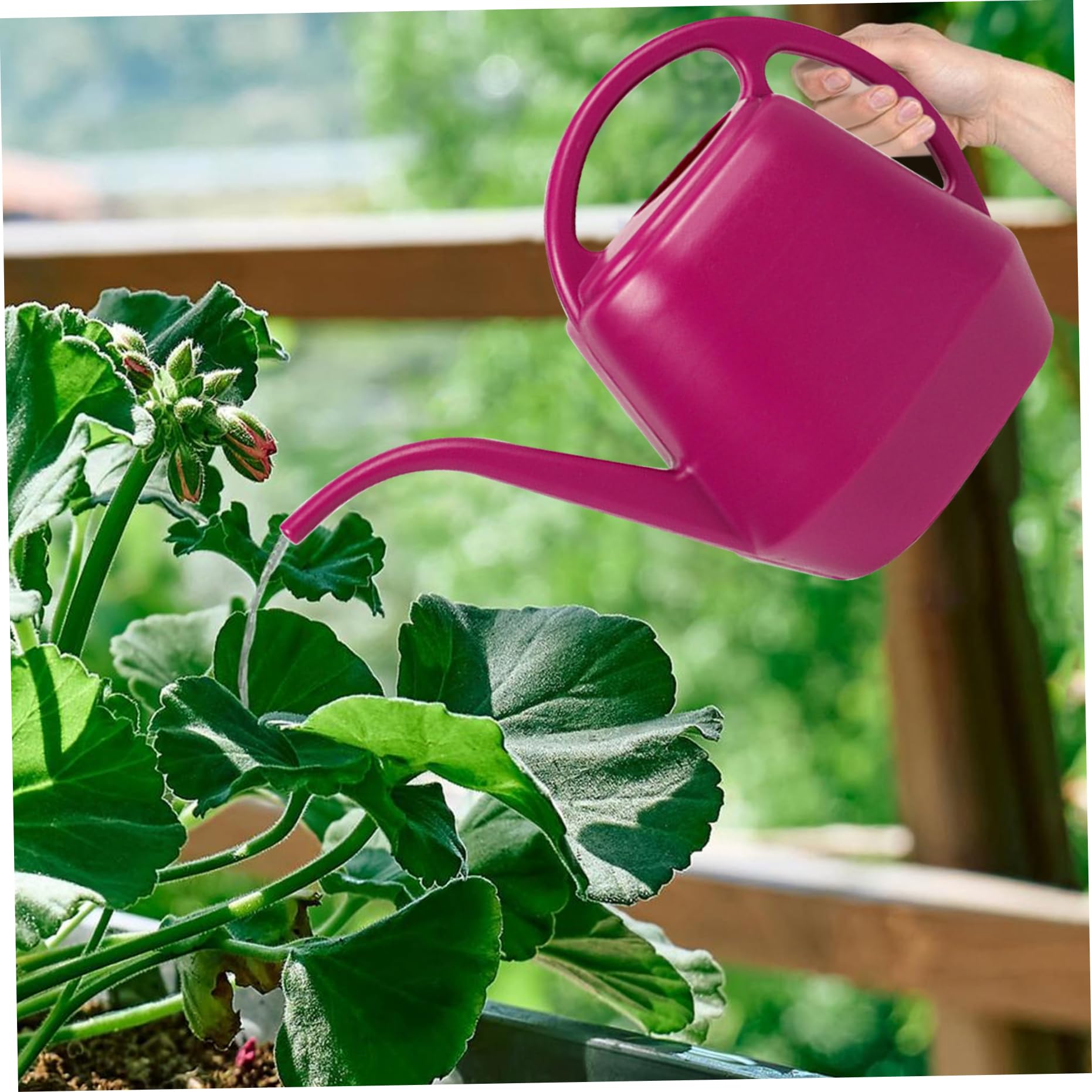 Regadera para regadera de 4 l con Pico Largo regadera para Plantas con Doble asa y Boca Ancha Antideslizante a Prueba de Humedad para Interiores y Exteriores Rosa roja