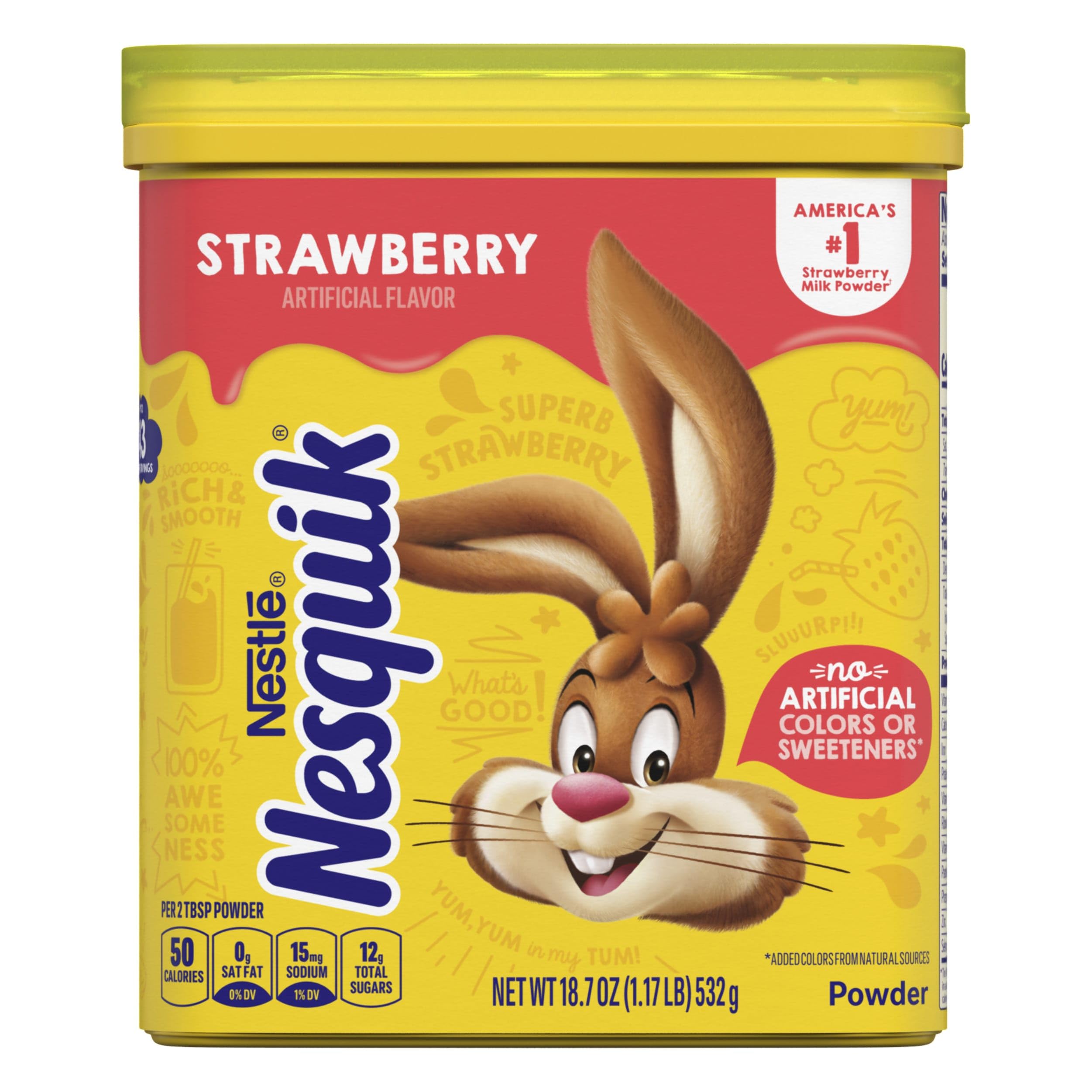 Nesquik Strawberry Flavor Powder Drink Mix Canister 1.169 lb.