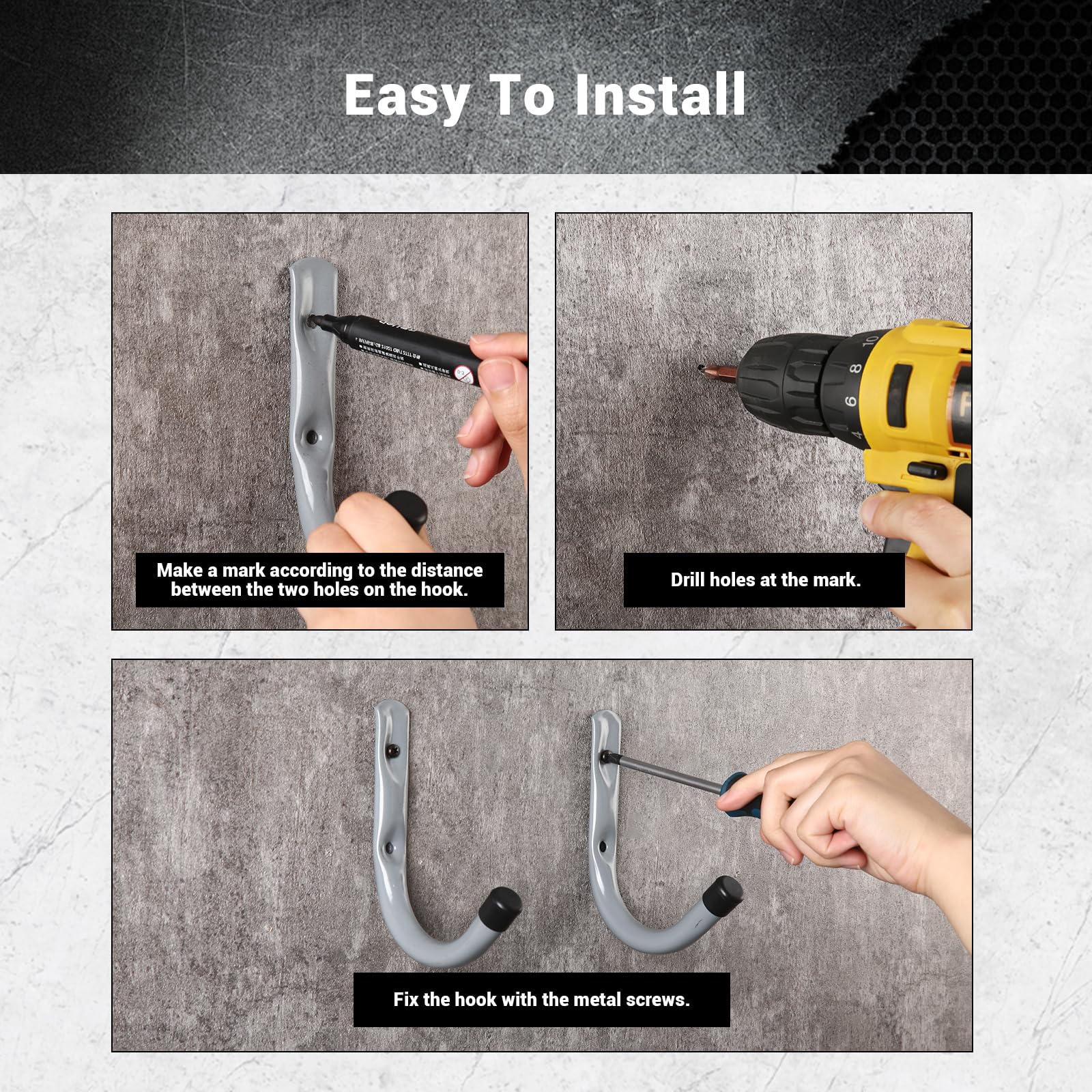 HOME MASTER HARDWARE Ganci di immagazzinaggio J Utility Ganci in acciaio per garage grigio 12pack