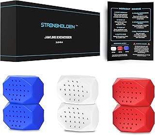 Jawline Exerciser for Men & Women - 3 Resistance Levels (6pcs) Silicone Jaw Exerciser Tablets for Beginner, Intermediate & Advance Users - Jawline Sculptor & Jawline Shaper (New Generation)