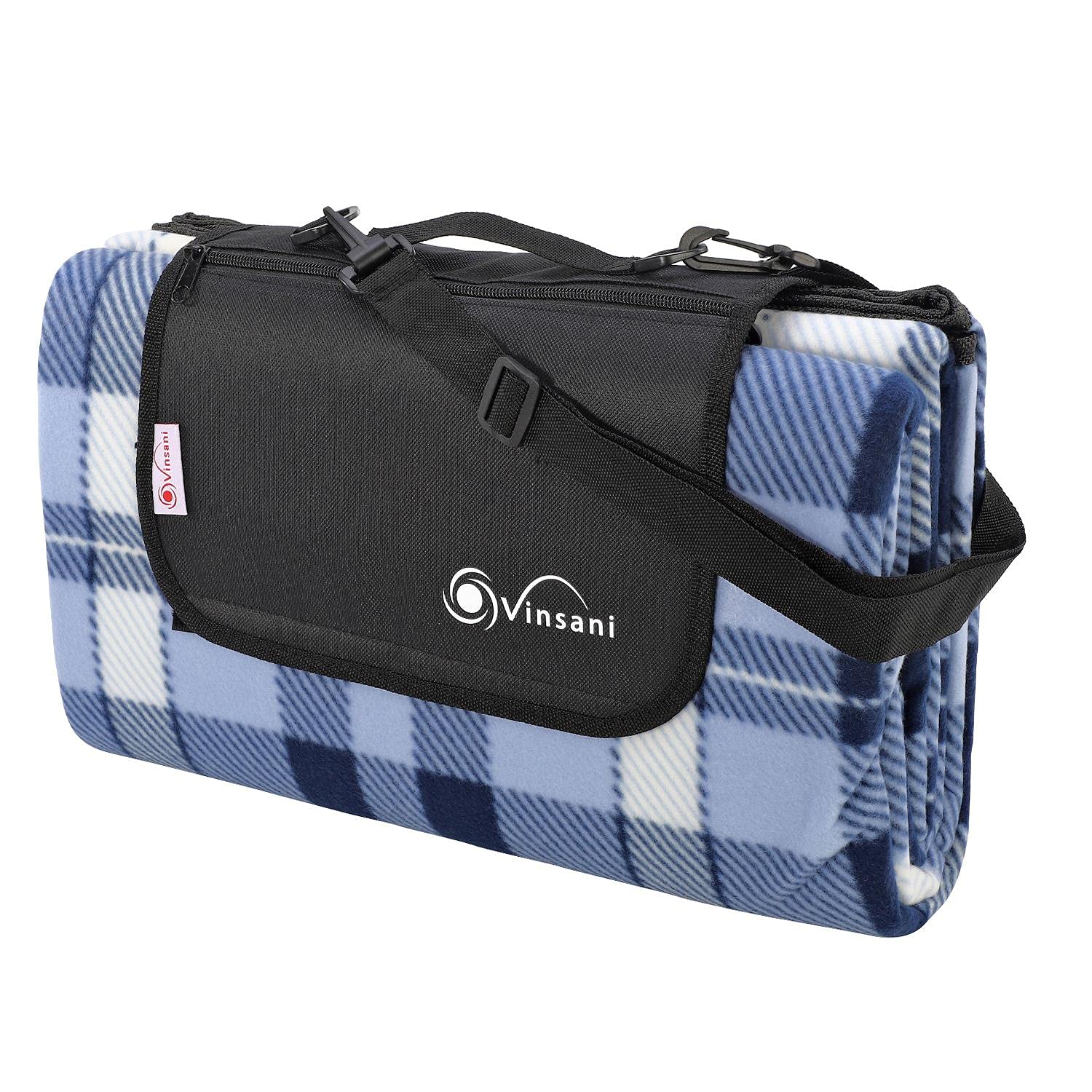 Vinsani Foldable Picnic Blanket 200 x 200 cm - Anti-Slip, Durable Waterproof & Sand Proof Outdoor Rug Mat for Camping, Beach, Hiking, Park & Garden, Easy to Carry, Machine Washable | Checkered