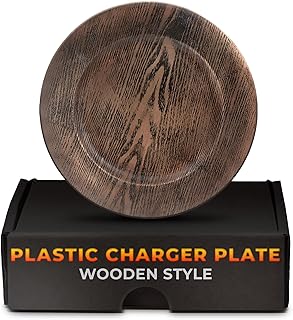 Easter Plastic Chargers for Dinner Plates Set of 4 - Large 13" Round Design -Colorfast and Elegant, Suitable for Dinner Settings, Weddings | Great Festive Home Decor Gifts, Faux Wood Charger Plates