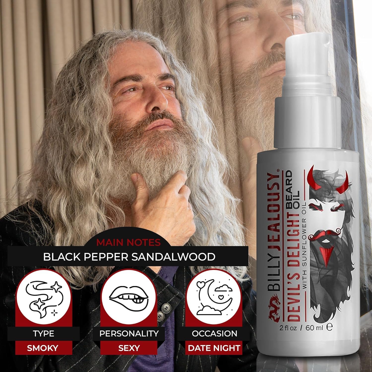 Billy Jealousy Beard Care Bundle: Devil's Delight Beard Balm (2 oz) + Hydrating Beard Oil (2 oz), Moisturizing & Strengthening, Softens Hair, Reduces Itch & Flakes