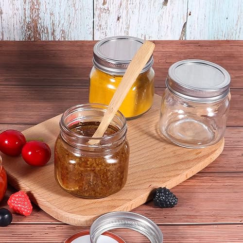 Miniatura 6 de Betrome Tarros Mason de 8 onzas, paquete de 24 tarros de vidrio de 8.1 fl oz con tapas de boca regular, tarros de vidrio para almacenamiento de