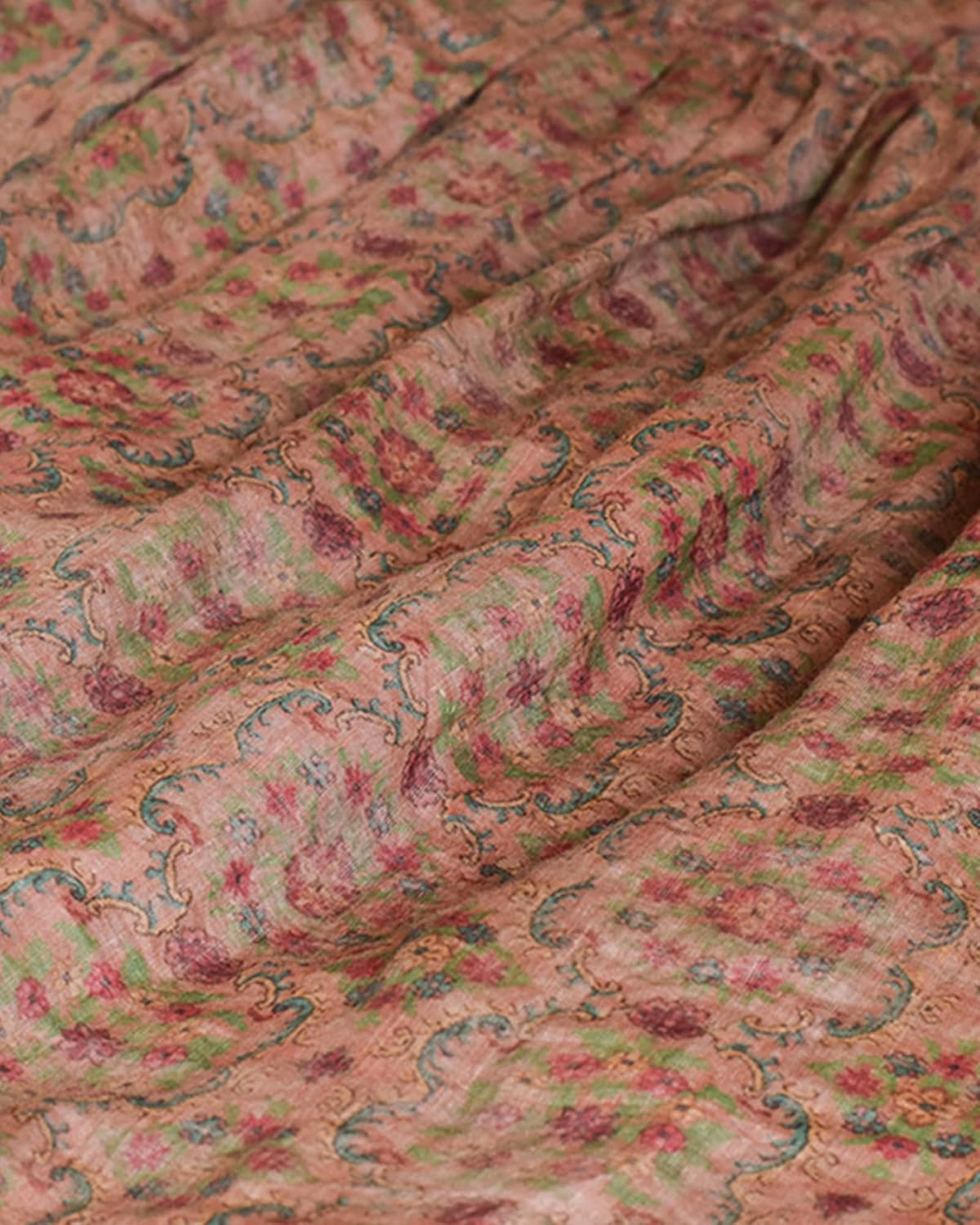 Women's Ramie Flowy Skirt Midi Length Elastic High Waist Double Layered A-Line Boho Skirt with Pockets