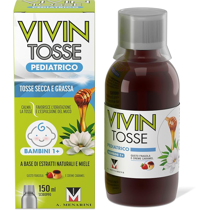 Vivin Tosse Pediatrico - Sciroppo Per Tosse Secca E Grassa A Base Di Estratti Vegetali E Miele, Promuove lidratazione del muco e protegge la mucosa faringea. 150 ml