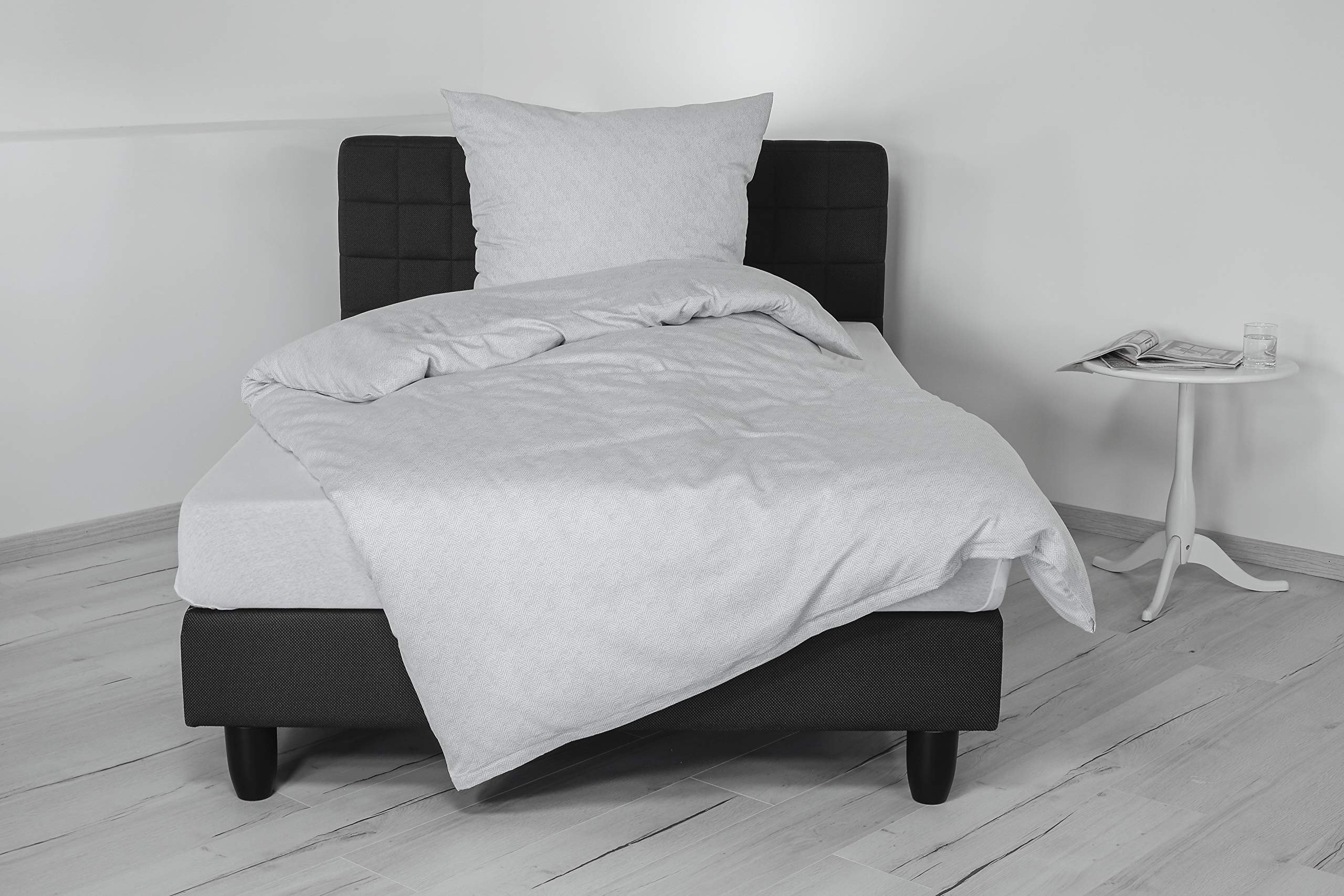 Lenzuola In Satin Di Cotone Bierbaum - Set 135x200 Cm + Federa 80x80 Cm, Argento - Foto 10