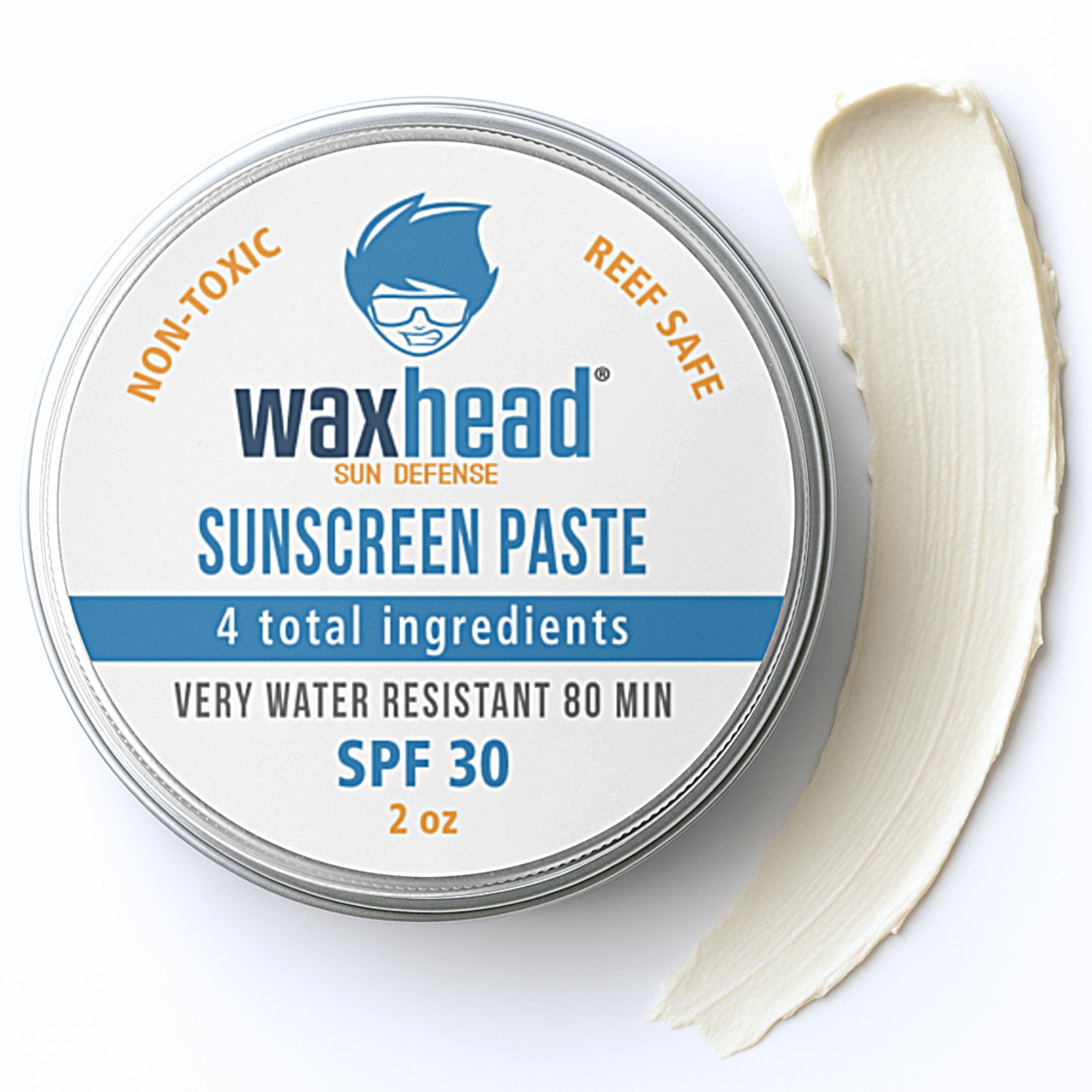 Waxhead - Protector solar de óxido de zinc para cara y nariz, seguro para piel sensible, SPF 30, protección física visible segura para arrecifes para piel propensa al acné, protector solar mineral