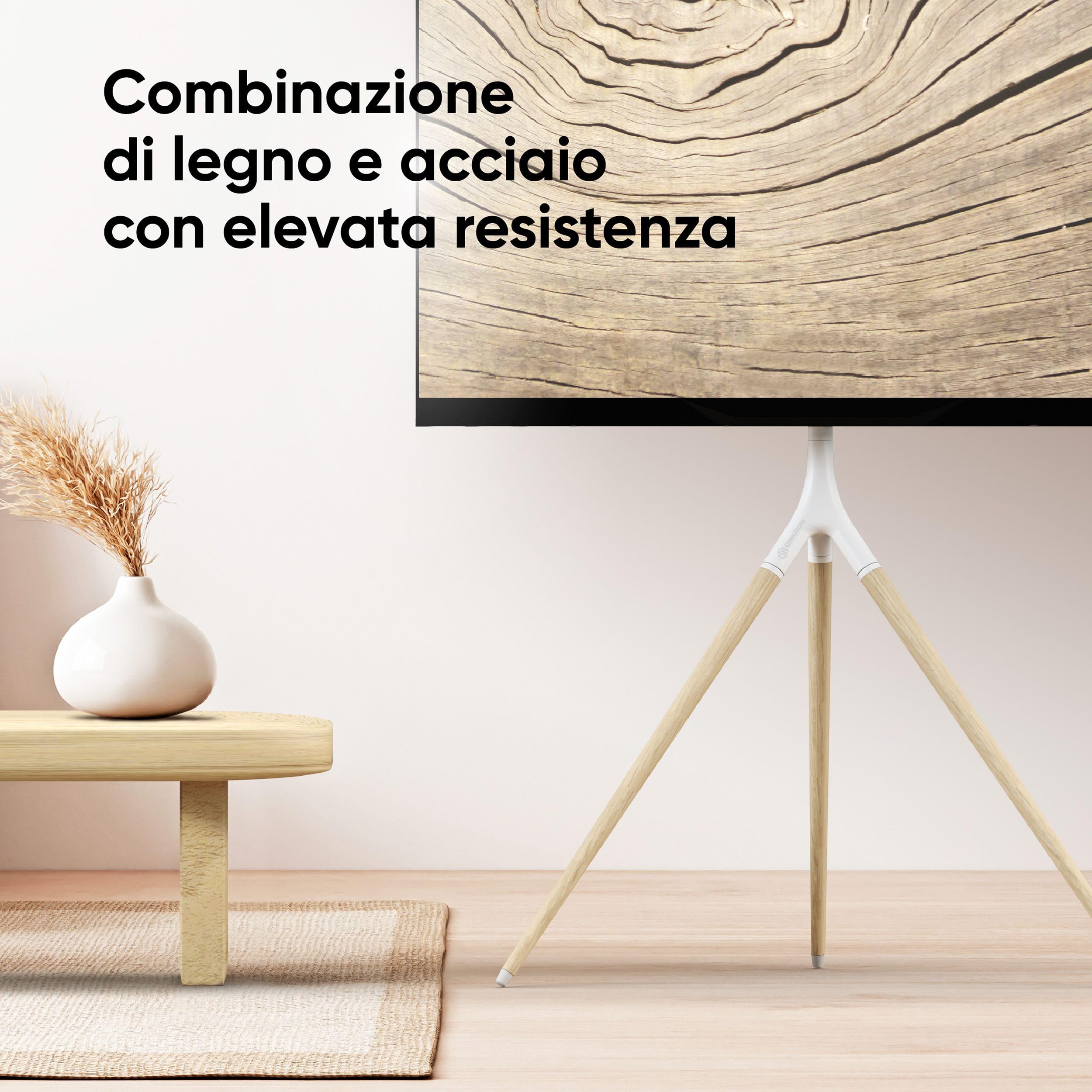ONKRON Staffa TV Treppiede per televisori da 32"-65" LCD/LED/OLED/QLED/Plasma Supporto Monitor Girevole a 360° e Regolabile in Altezza Vesa max. 400x400 mm e Peso max. 35kg Bianco