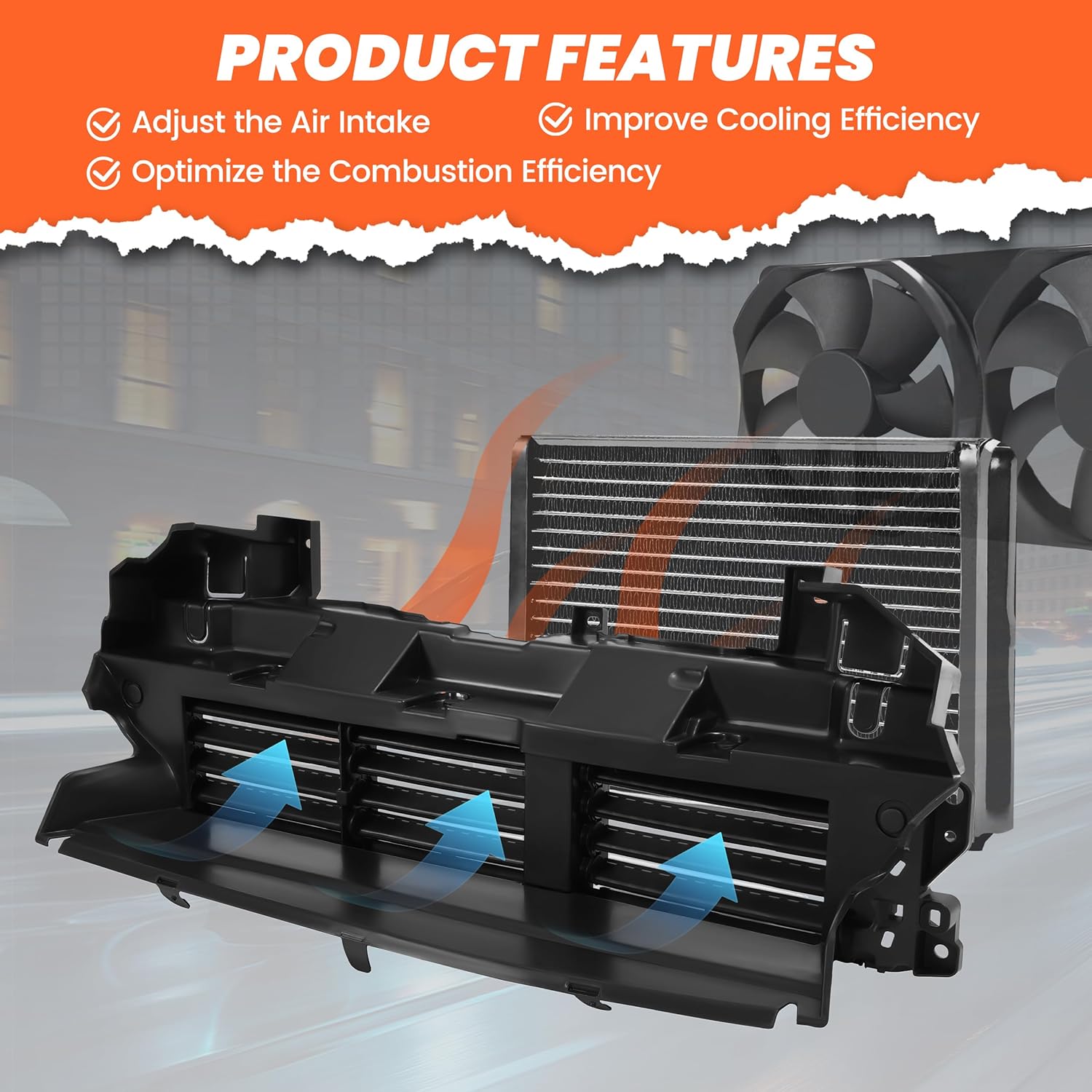 HECASA Active Grille Shutter Compatible with 2017-2019 Honda CR-V Replacement for 71300TLAA01 HO1206100 Radiator Shutter Grille Shutter Plastic Black