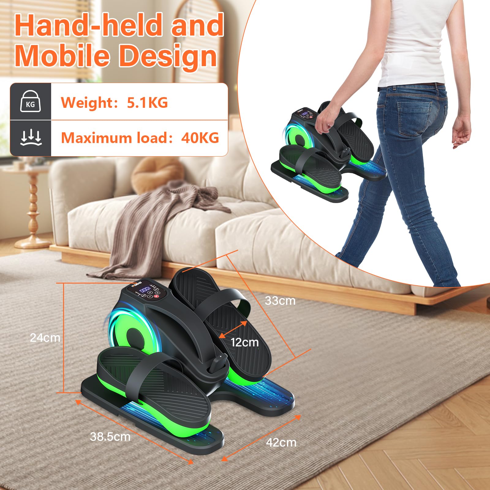 TODO Mini Eliptica Electrica, Pedaleador Electrico, Pedales Estaticos Personas Mayores Maquina Andar Sentado Bicicleta Eliptica Fitness para Casa para Ancianos