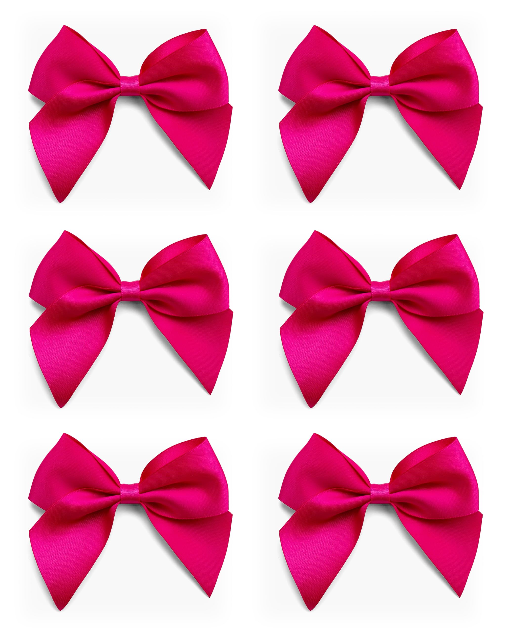 Italian Options Large Satin Ribbon Bows, Self-Adhesive Fabric Bow Decorations for Gift Wrapping, Hampers, Cake Decoration, Hair Bows, Crafts, Crafting, Cerise, 12 Pack, 10 cm