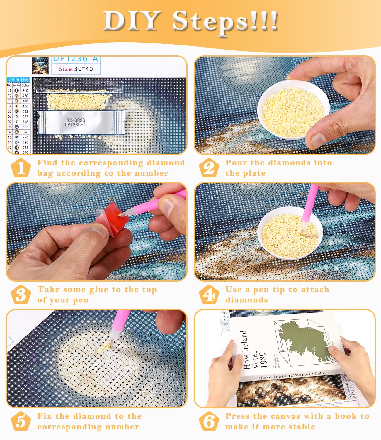 Kit Diamond Painting 5D - Paesaggio Lunare, 30x40cm, Per Principianti - Foto 9