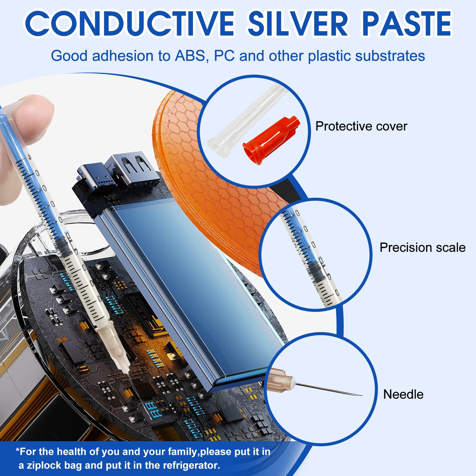 Vernice Conduttiva, Colla Conduttiva Elettrica, Argento Conduttivo Penna, Adatto per Riparare Tastiere, Circuiti Stampati, Cavi di Riscaldamento dei Finestrini Dell'auto, 0,4 ml, 2 Pezzi