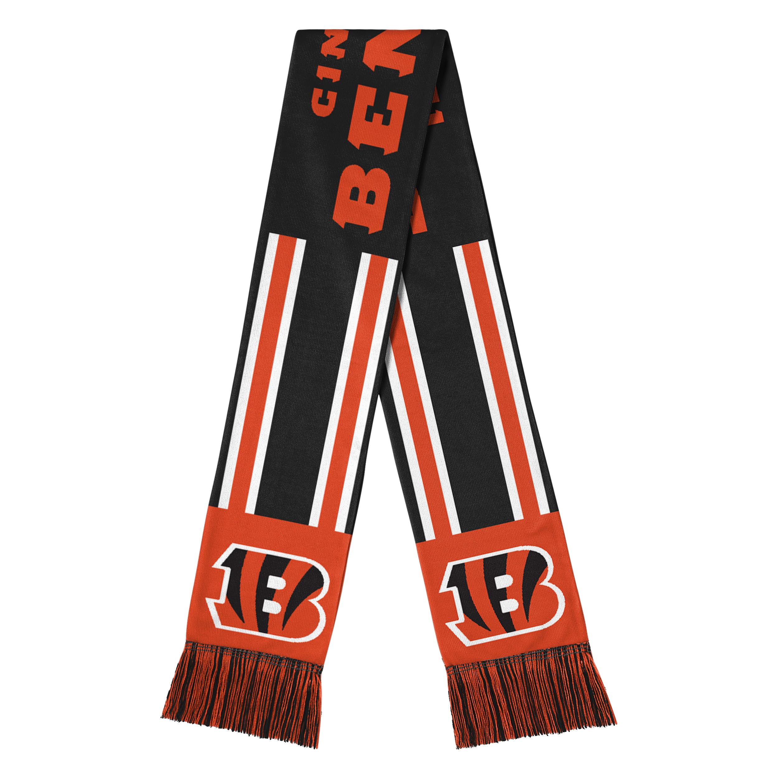 FOCO NFL Unisex-Adult Officially Licensed Team Color Stripe Wordmark Primary Logo Football Neck Warmer Scarf, Cincinnati Bengals, One size