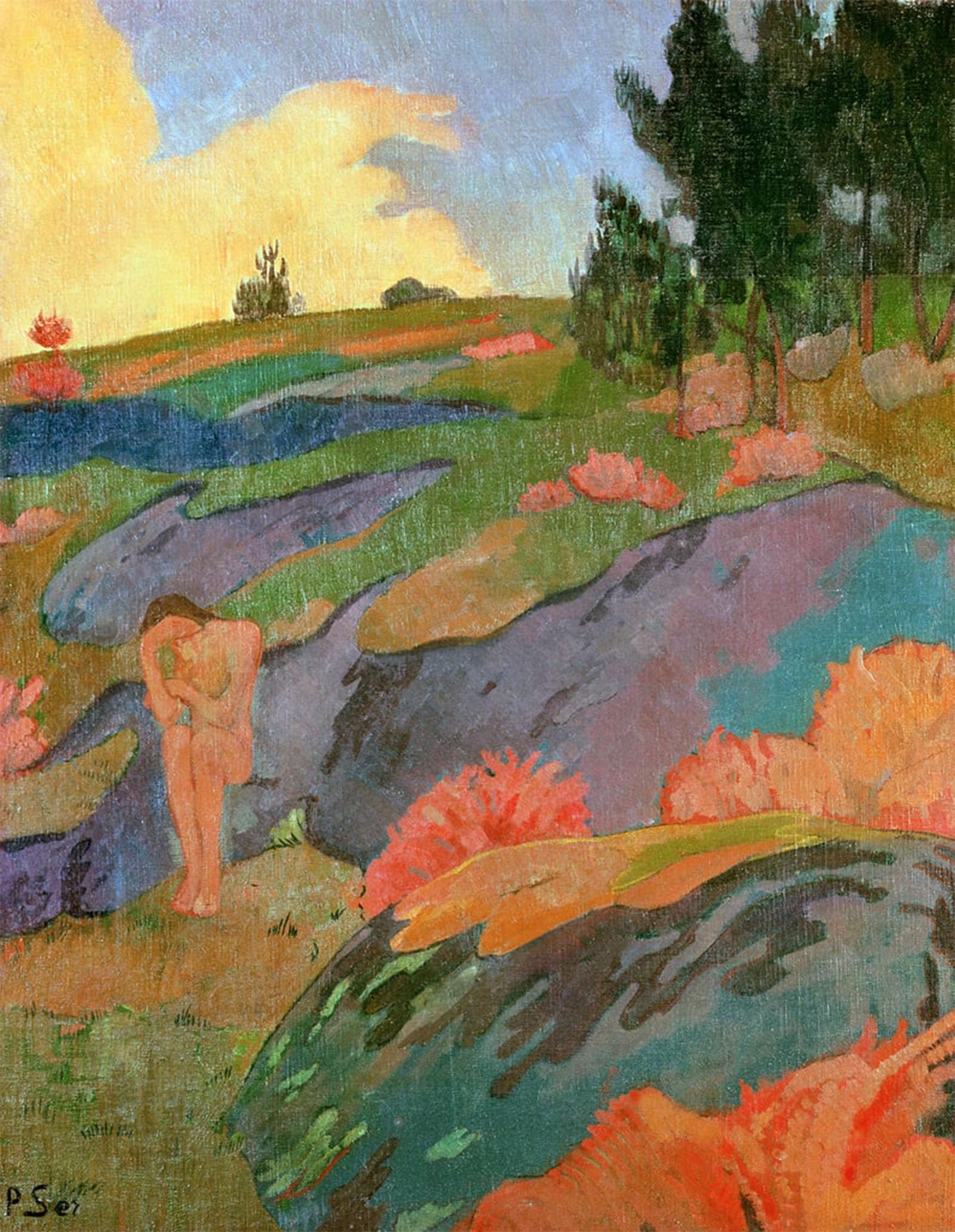 POSTERIIk Vintage Classic Picture Landscape Artwork Breton Eve or Melancholy by Paul Sérusier Portrait Canvas Painting for Office Home Decor 60x90cm