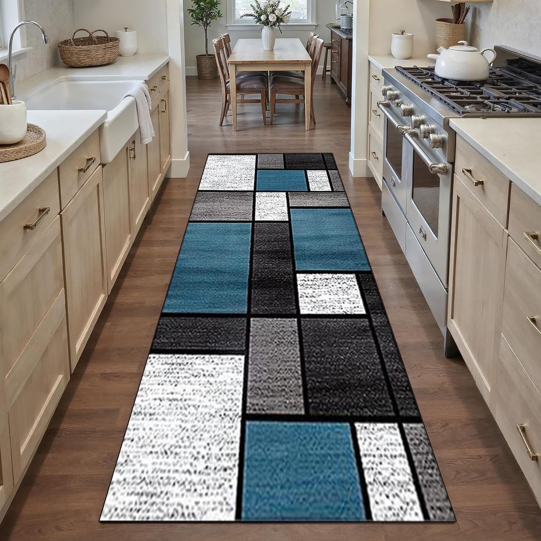 Tapis cuisine antidérapant 125 x 230 cm tapis de cuisine shaggy anti-salissures