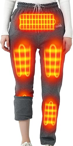 HEATEDTEK Pantalones térmicos para mujer, pantalones térmicos cálidos para mujer, 8 almohadillas térmicas, 3 controles de temperatura (sin batería)