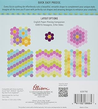 Sizzix 659790 Bigz Die, Hexagons, 1/2