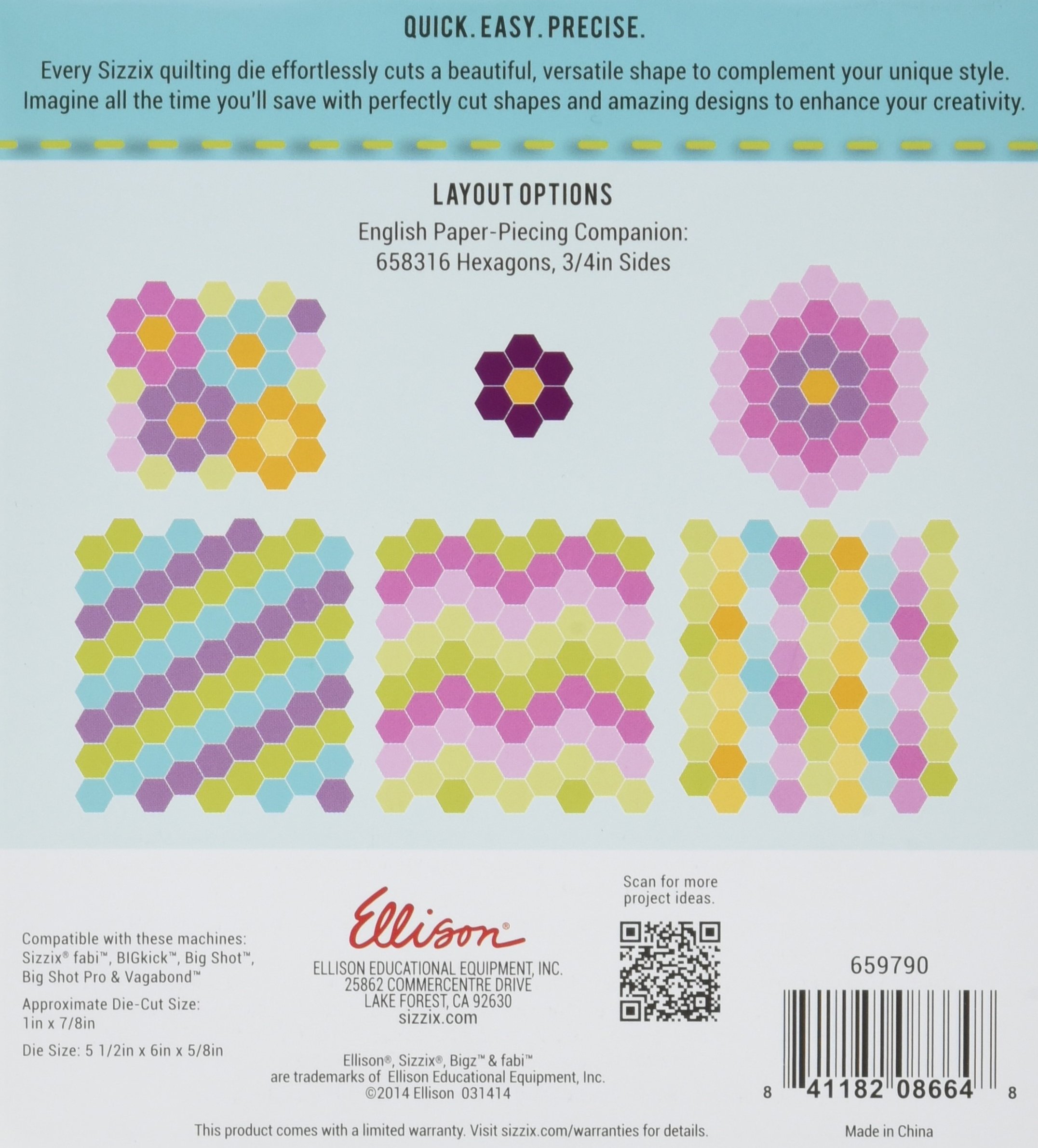 Sizzix 659790 Bigz Die, Hexagons, 1/2