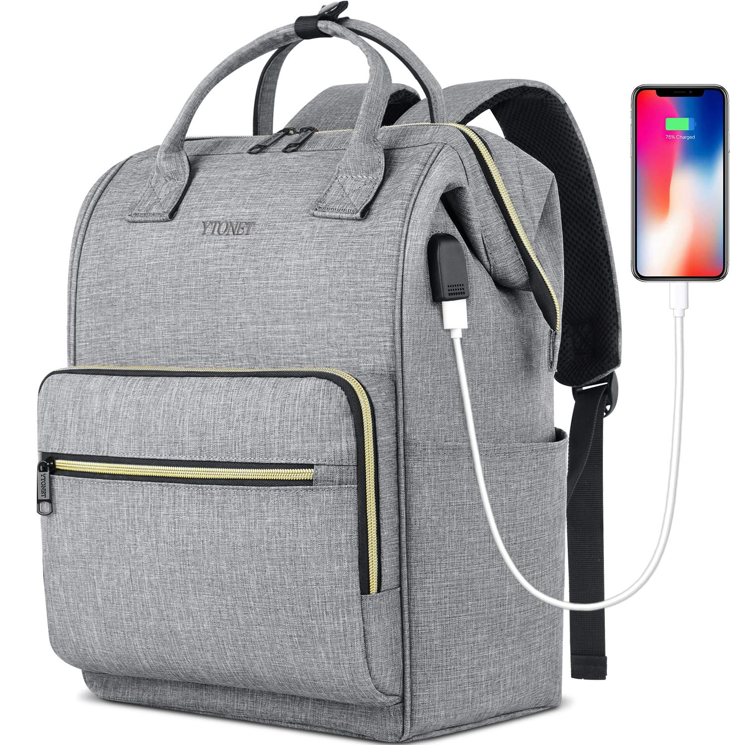 gray backpack purse