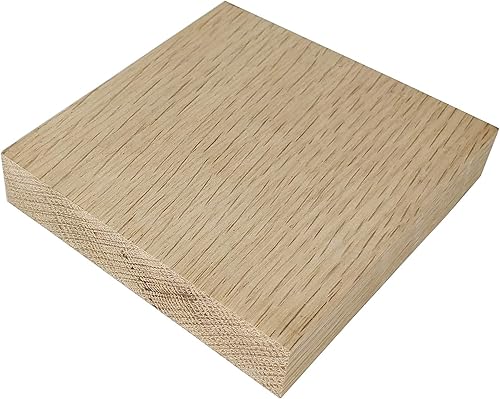 Miniatura 3 de FixtureDisplays 4x4x0.8" Roble Cuadrado Raw Ligeramente Lijado Pisapapeles Plataforma Riser Arte y Artesanía 21676-1-NPF