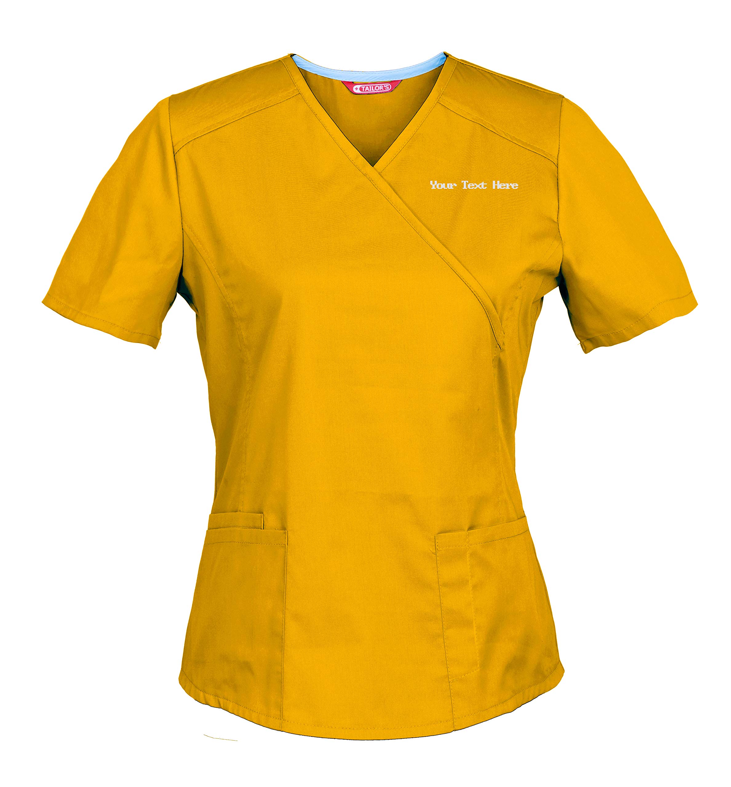 Tailor's Women's Yellow Personalized Scrub Tunic Medical Scrubs Hospital Scrub Top Customizable