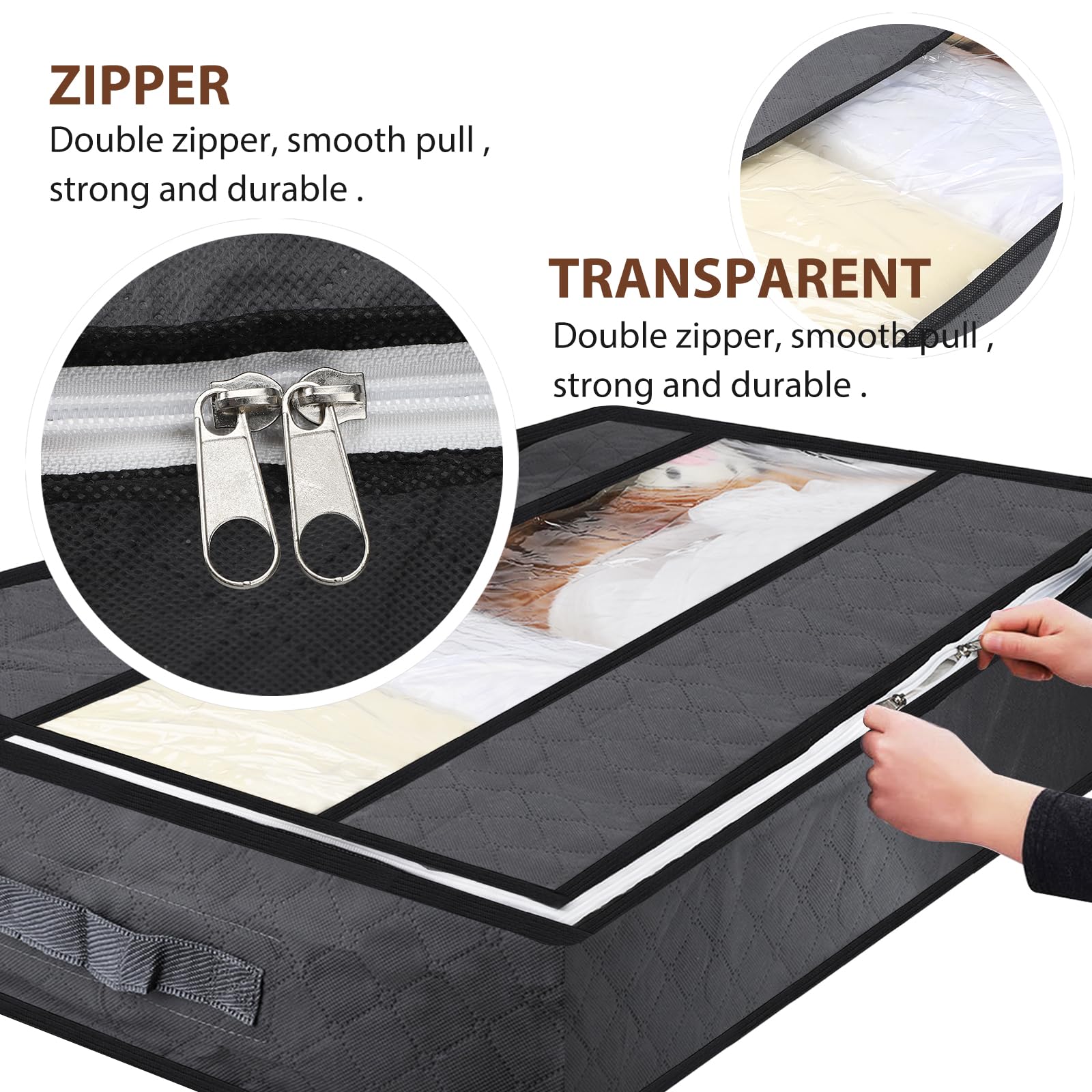 4 Contenitori Sottoletto Pieghevoli - 90L, Con Finestra, Per Vestiti E Coperte - Foto 12