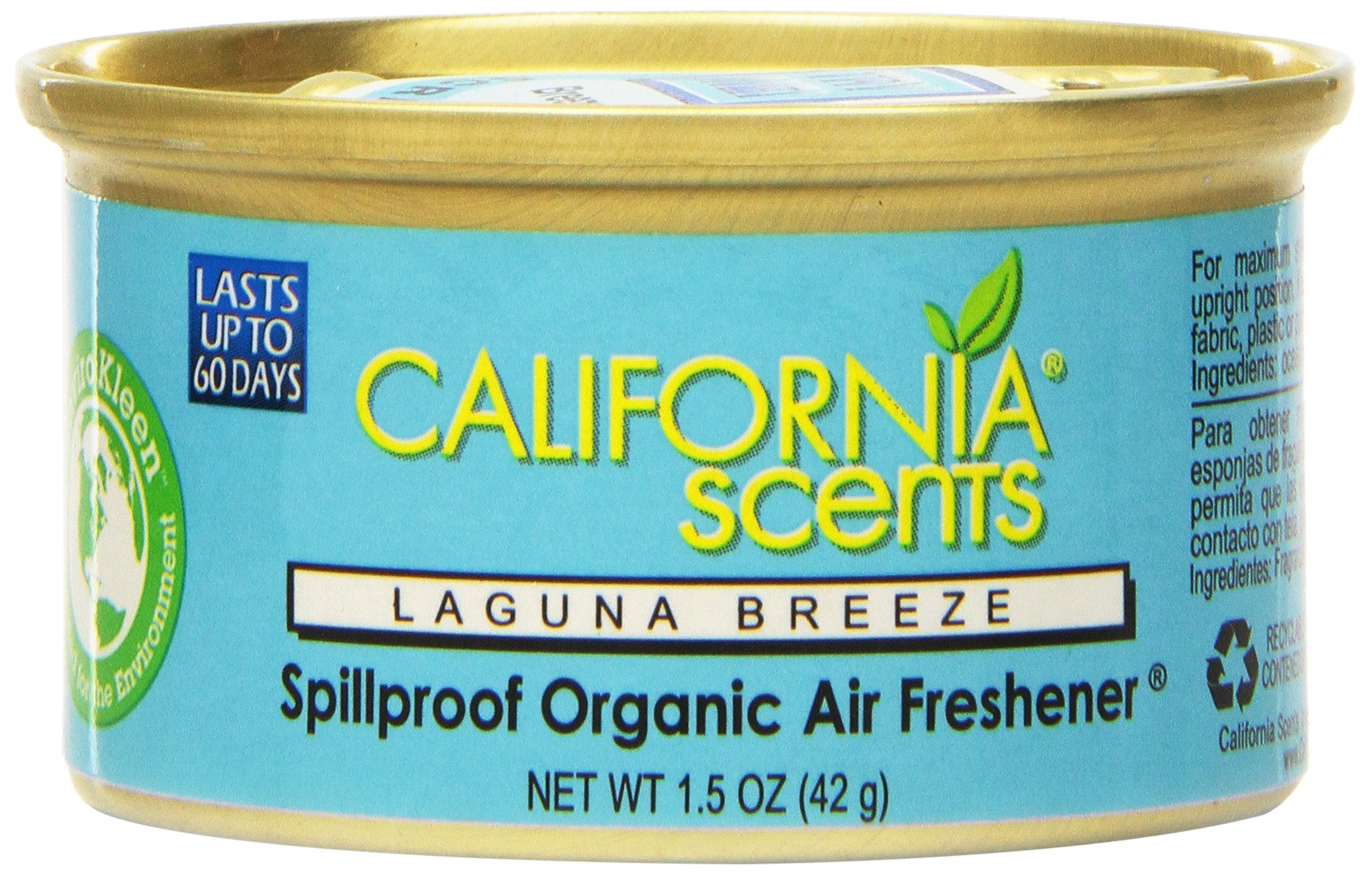 California Scents Spillproof Organic Air Freshener Twin-Pack, Laguna Breeze, 1.5 Ounce Canister (Pack of 4)